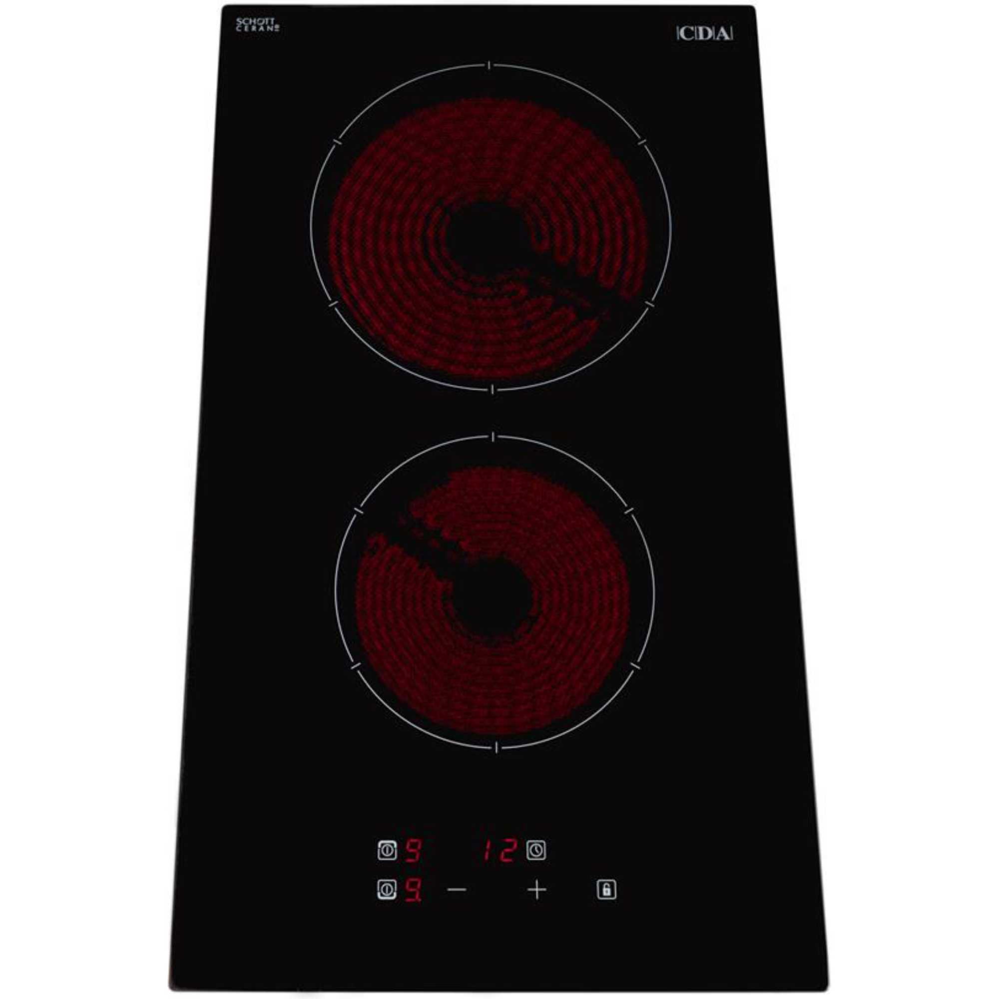 HC3621FR Domino 9 Power Levels Two Zone Ceramic Hob - Black