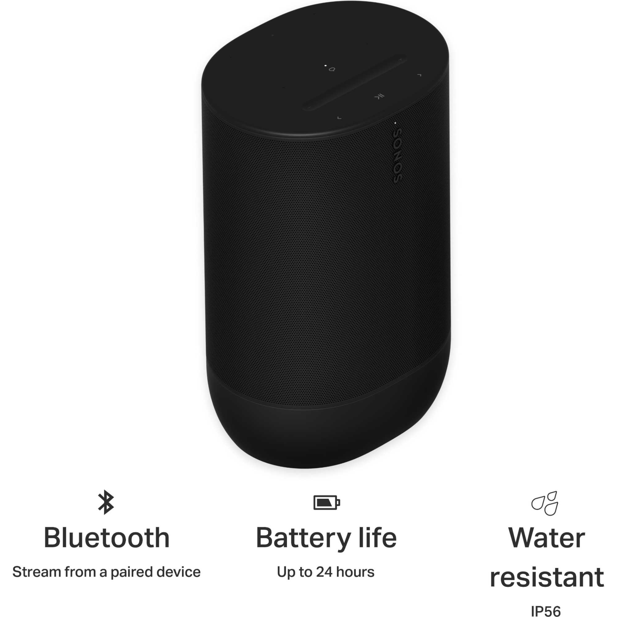 Move 2 Portable Stereo Wireless Bluetooth Speaker - Black