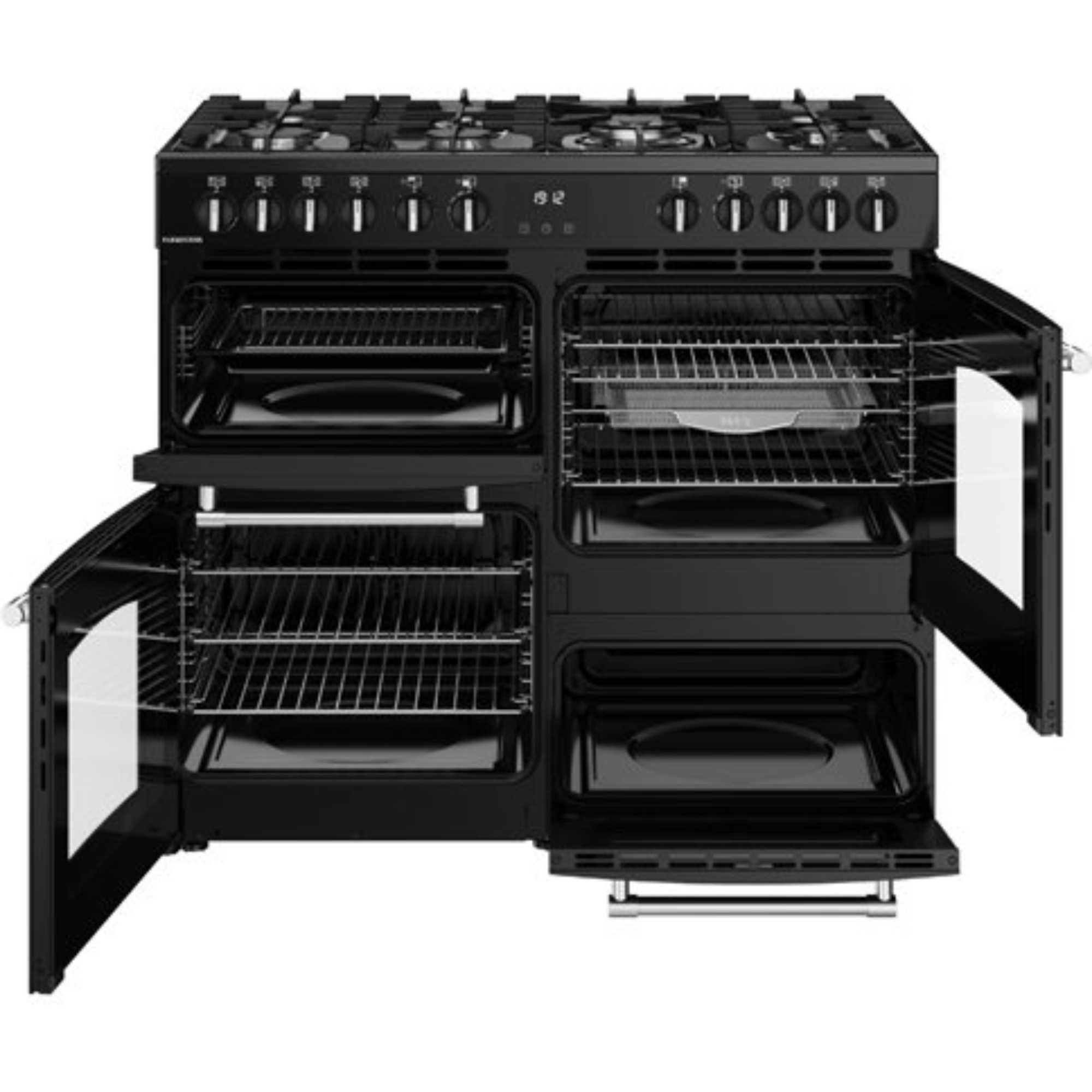 444411829 Farmhouse 100DF Dual Fuel Range Cooker - Black