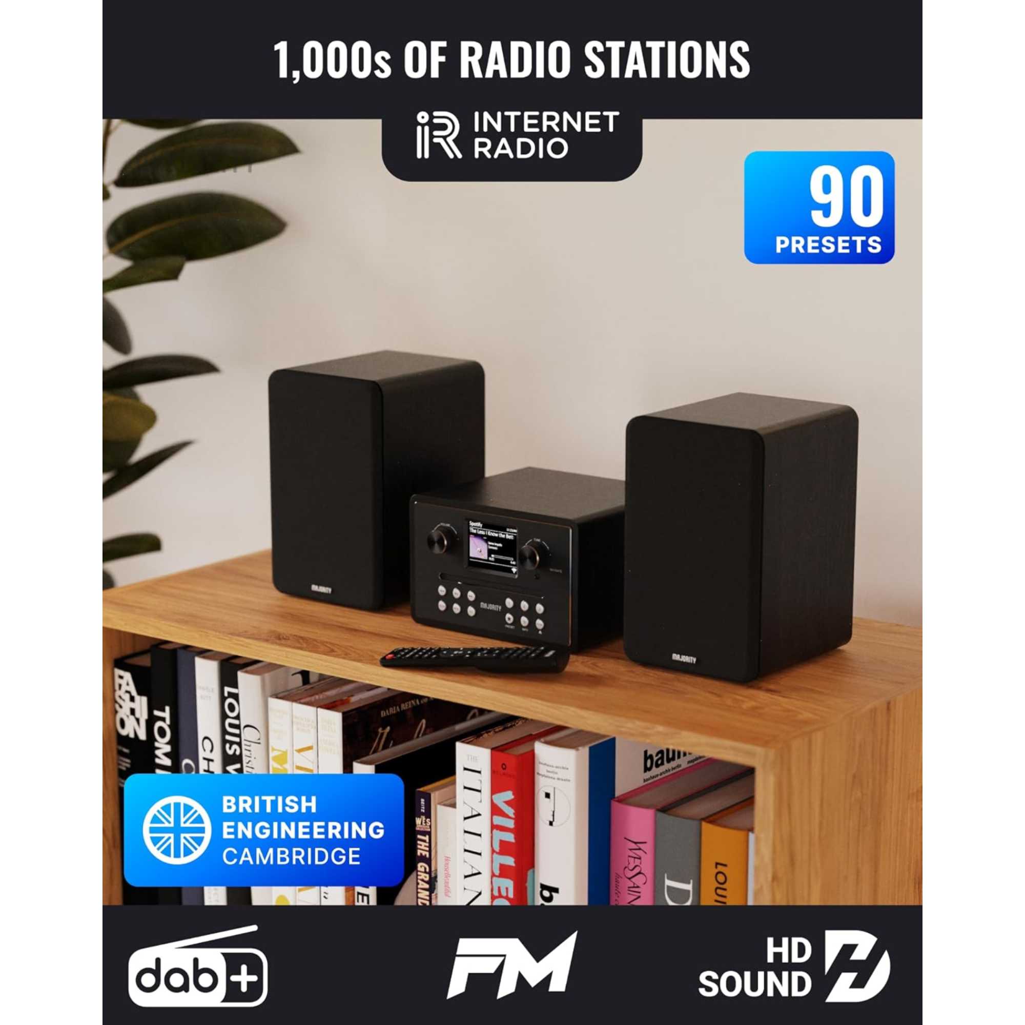 Homerton HiFi Internet Radio Music System with Spotify Connect - Black