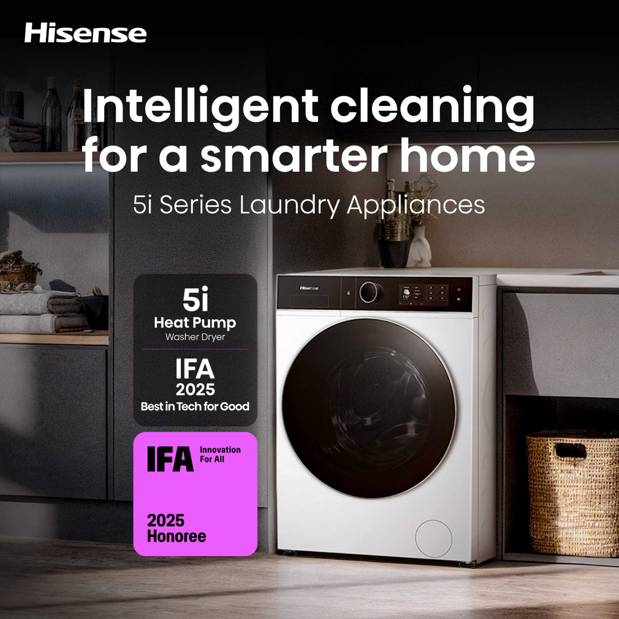Hisense - Washer Dryer - 12kg Wash - 8kg Dry - 1400rpm - WD5I1245BWRH