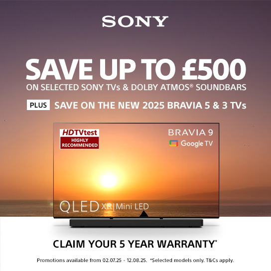 Save up to £500 on selected Sony TV and soundbars