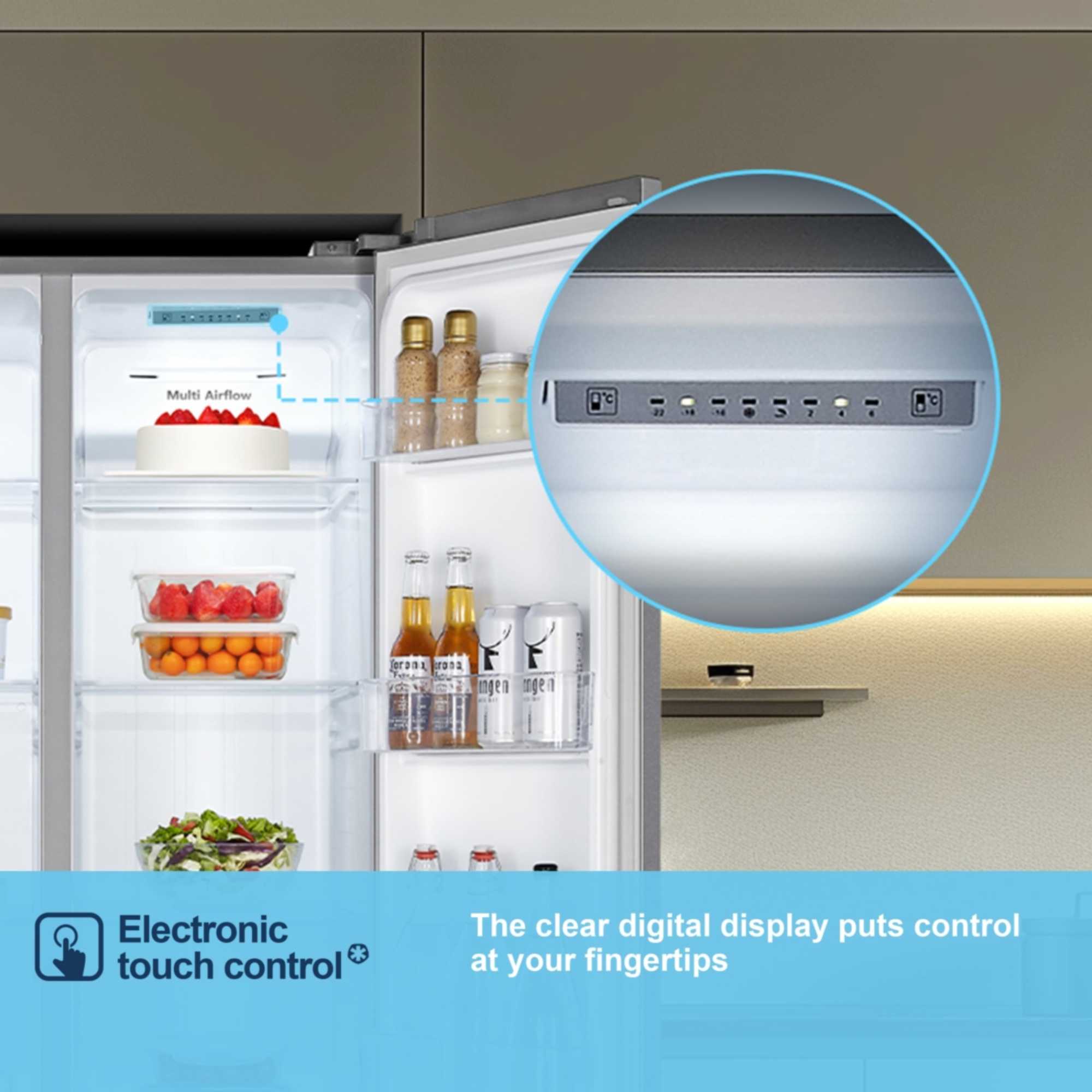 MS83430ES 441l Side By Side American Style Fridge Freezer - Silver