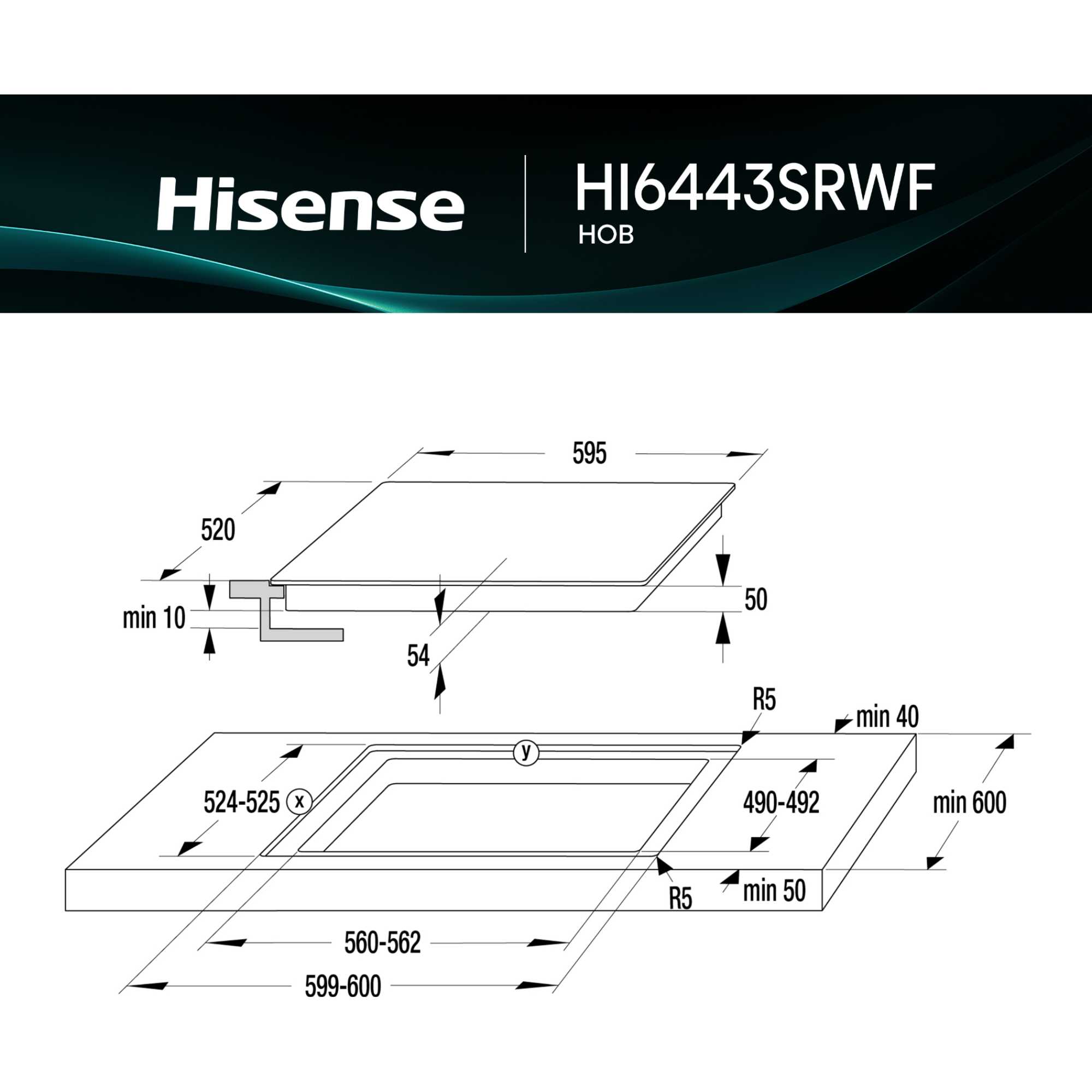 HI6443SRWF Hi8 60cm 4 Zone Induction Hob - Matt Black