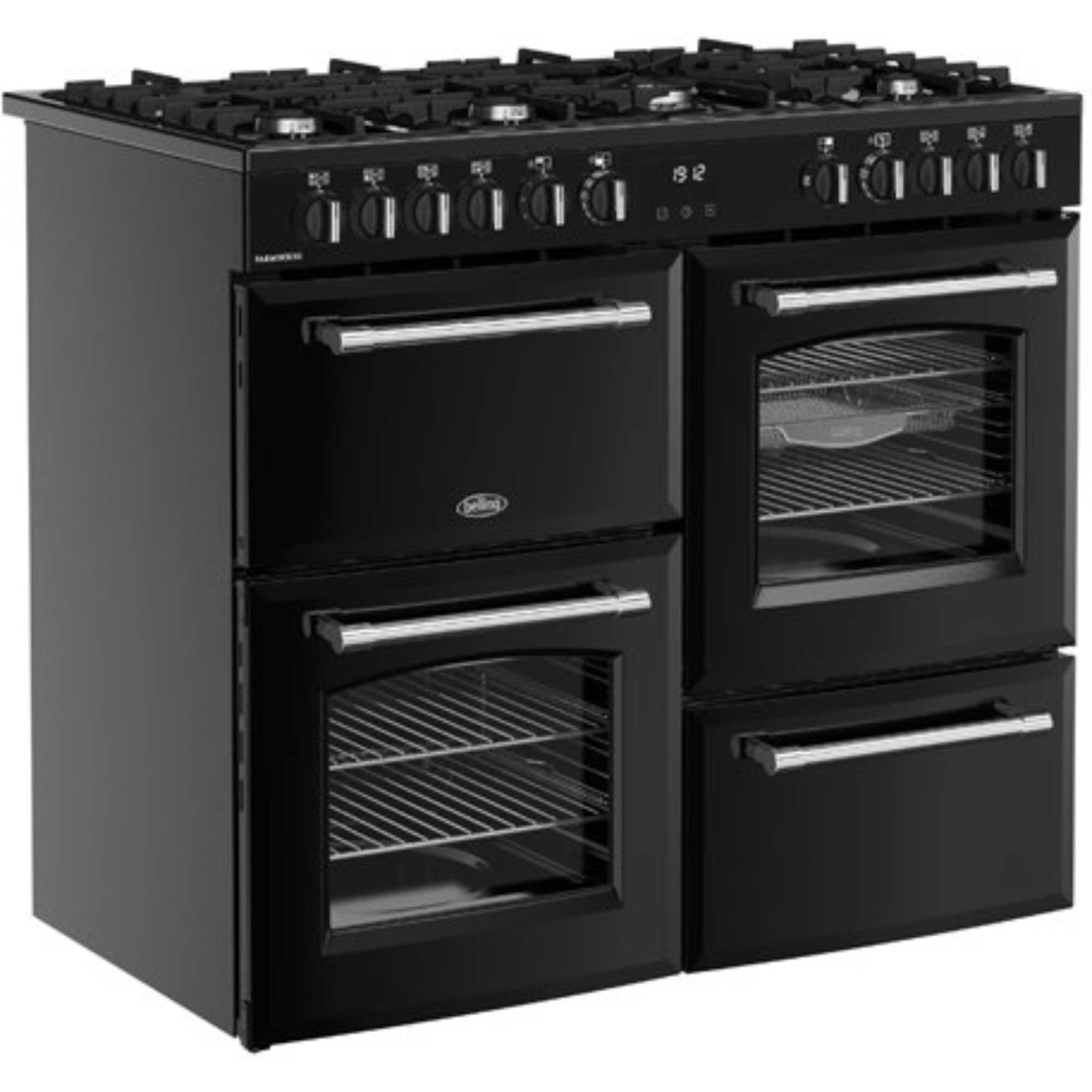 444411829 Farmhouse 100DF Dual Fuel Range Cooker - Black