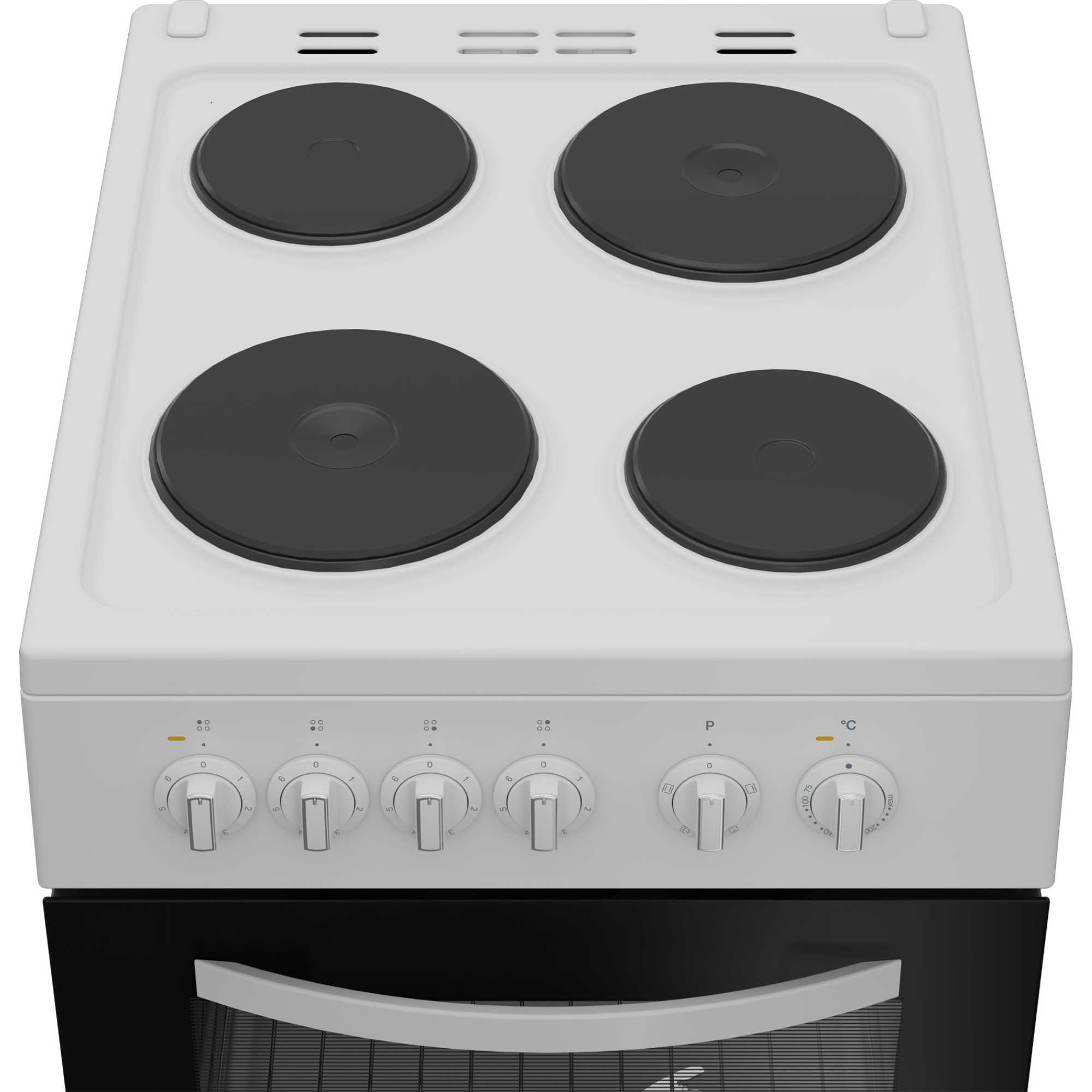 I5E3KMW 50cm Electric Single Oven Cooker with 4 Zone Sealed Plate Hob - White