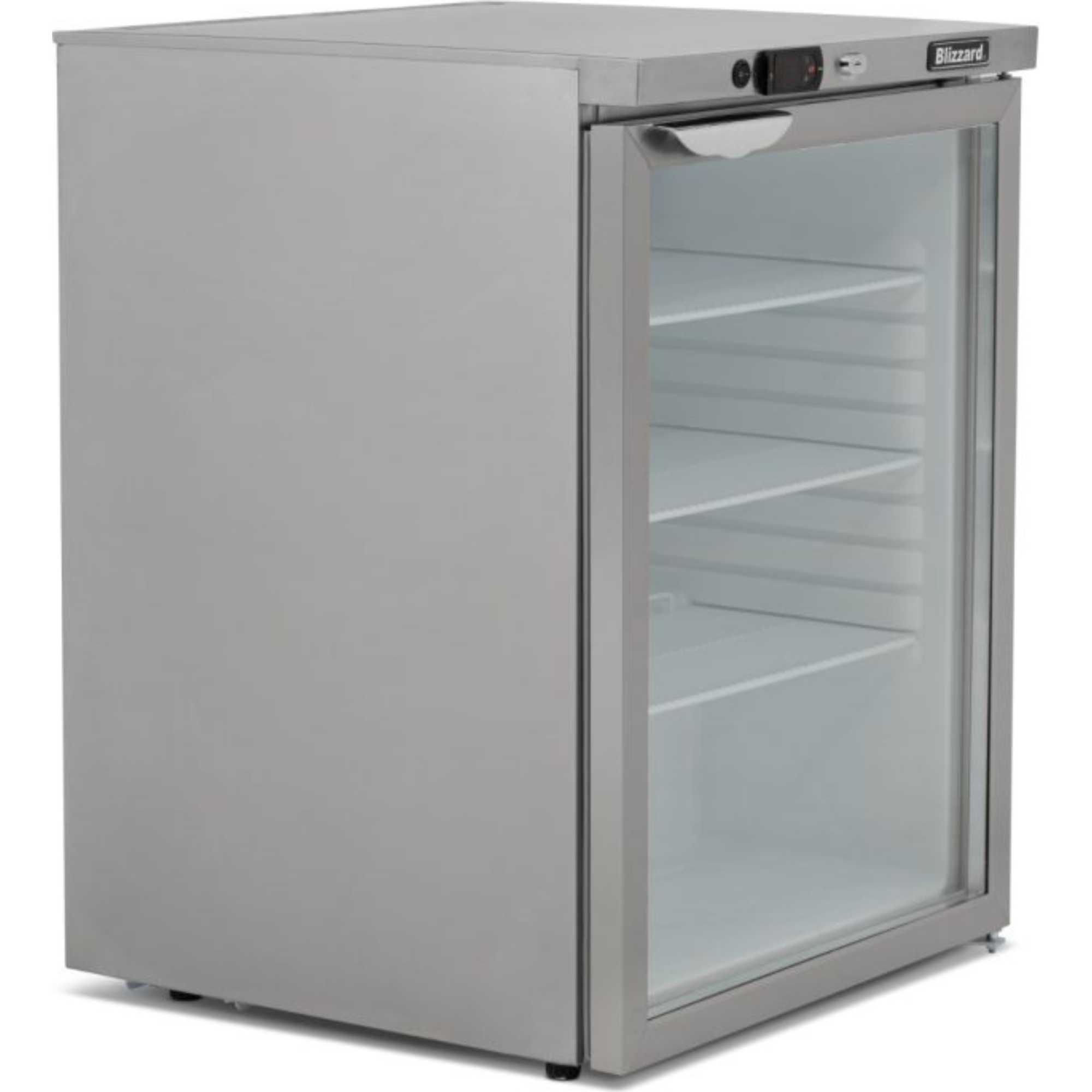 UCR140CR Single Hinged Glass Door 145L Undercounter Refrigerator - Stainless Steel