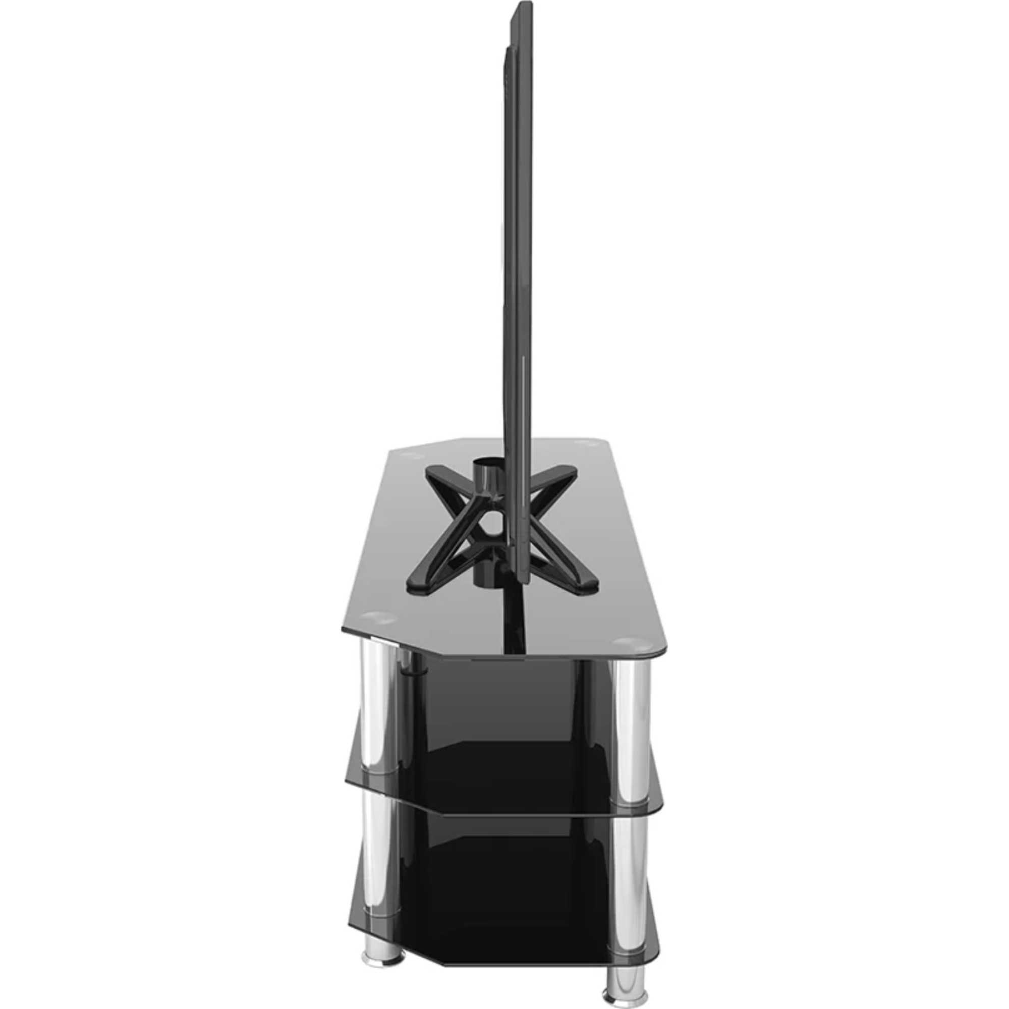 SDC1250 125cm Glass Corner TV Stand - Black & Chrome