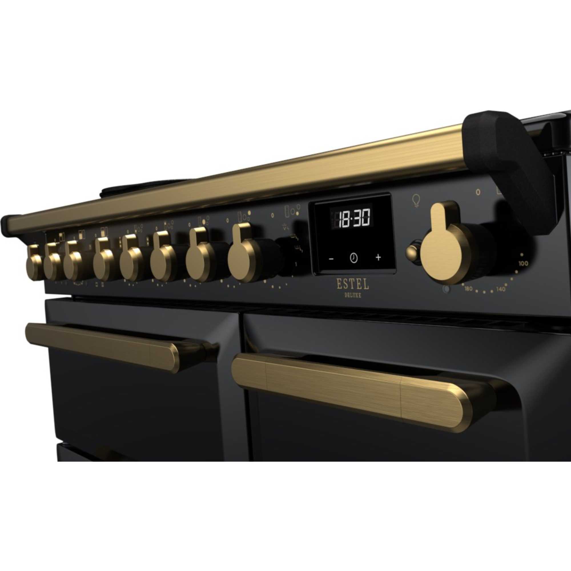 Estel Deluxe ESDL90EIP 90cm Induction Range Cooker - Gloss Black & Brass