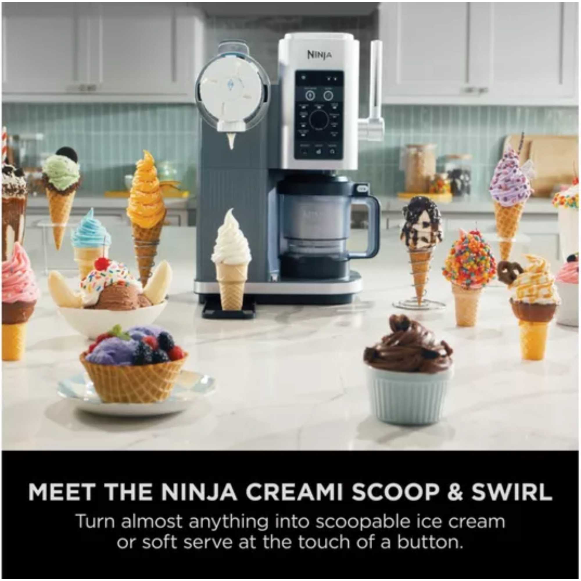 CREAMi Scoop & Swirl 13-in-1 Soft Serve & Ice Cream Maker - NC701UK