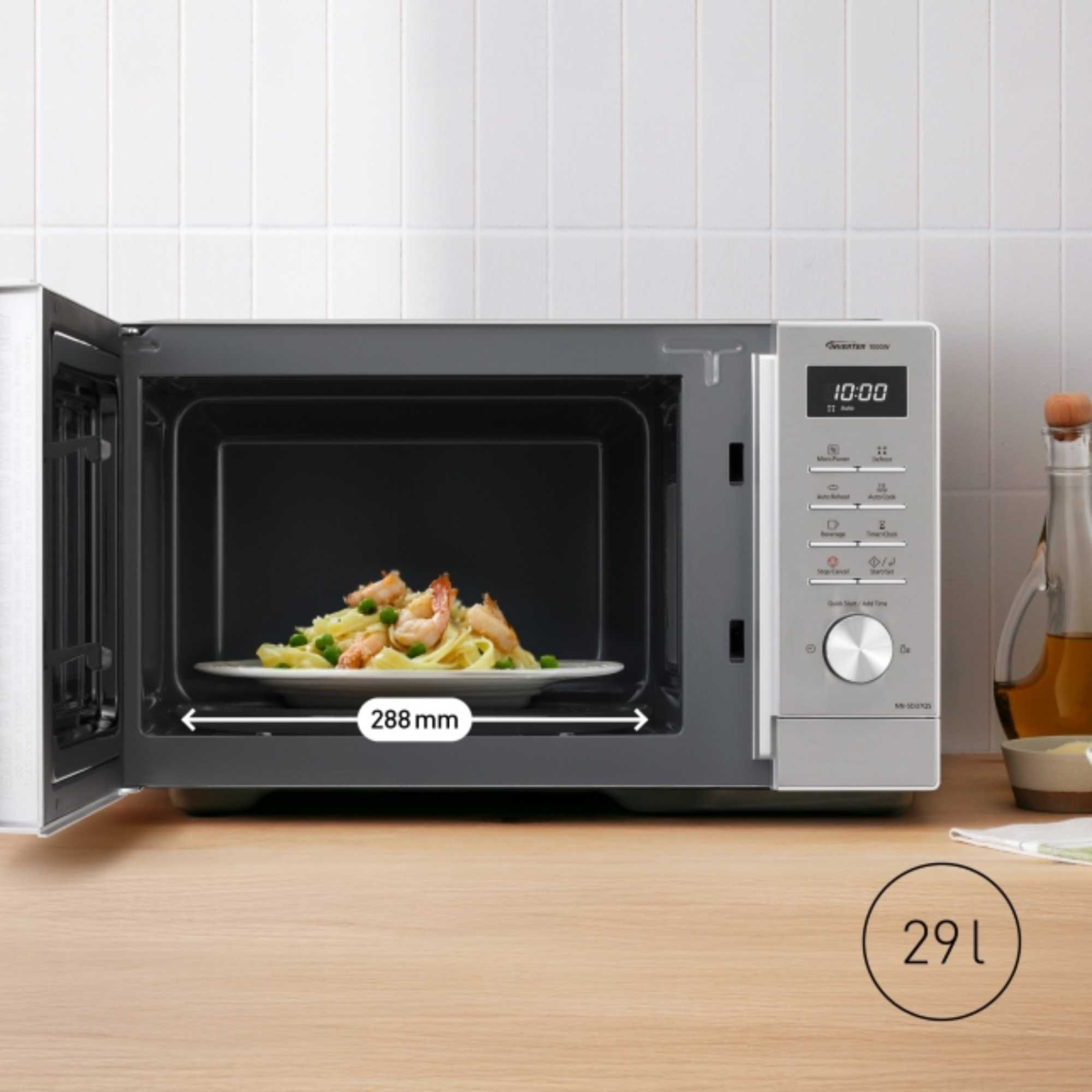 NN-SD37QSBPQ 1000W 29l Inverter Compact Microwave Oven - Stainless Steel
