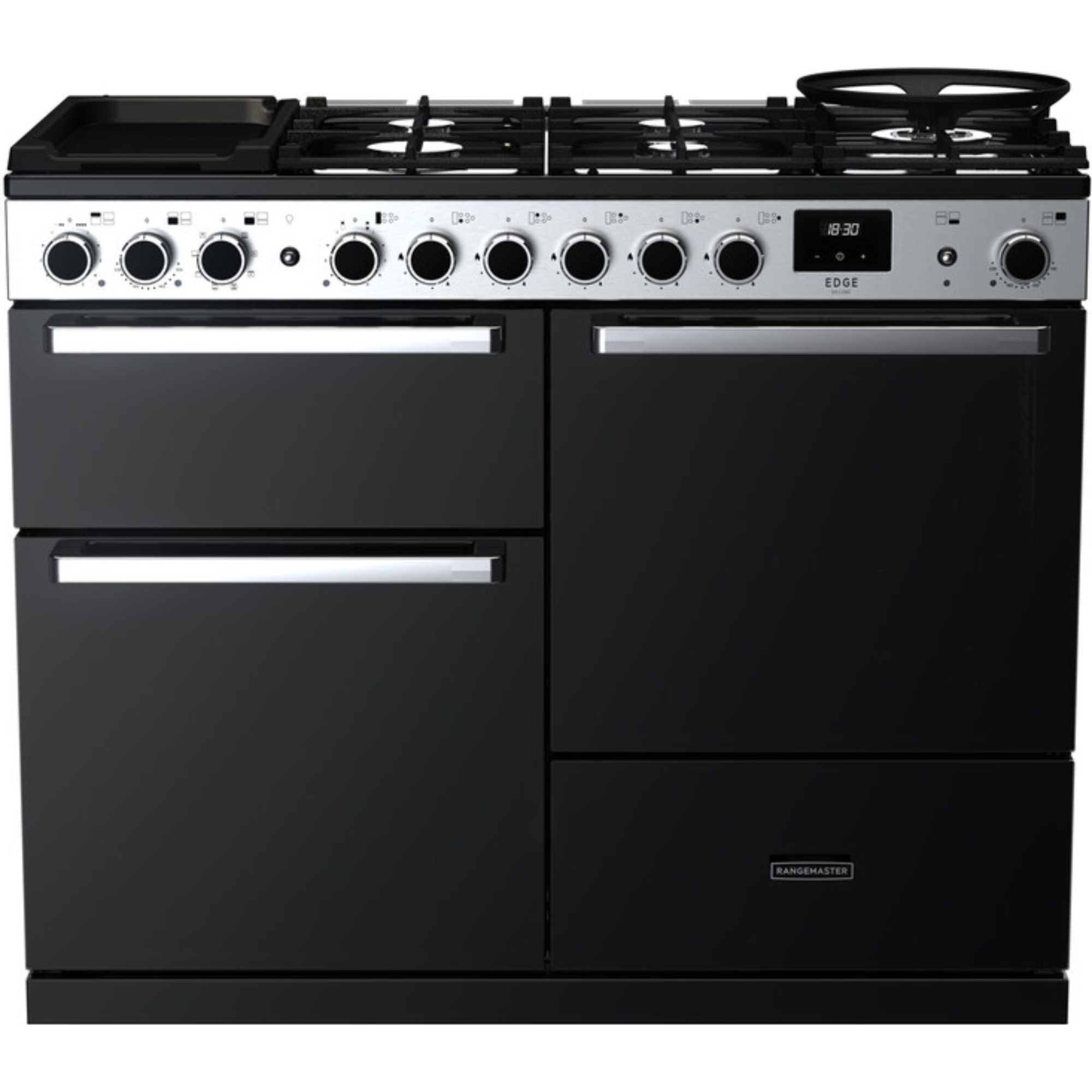 EDDLO110DFGBLKCM Edge Deluxe 110 Dual Fuel Range Cooker - Black with Chrome Trim