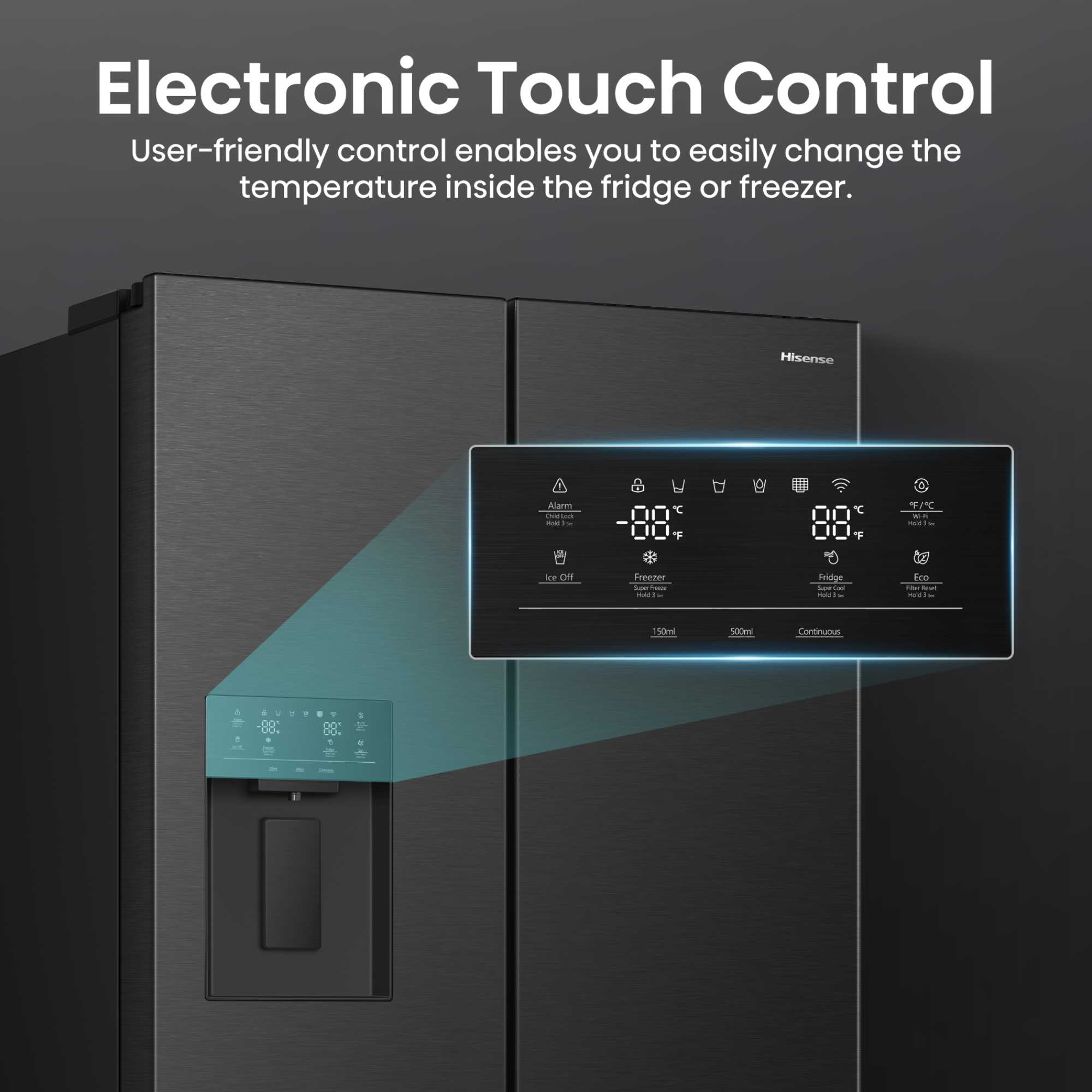 American Style Fridge Freezer 50/50 Total No Frost - Black - RF815N4SEFE