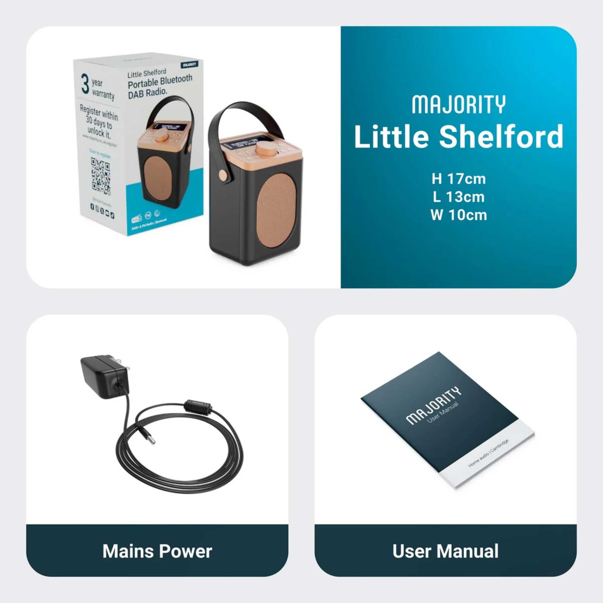 Little Shelford Dab Radio Portable Analog & Digital - Black