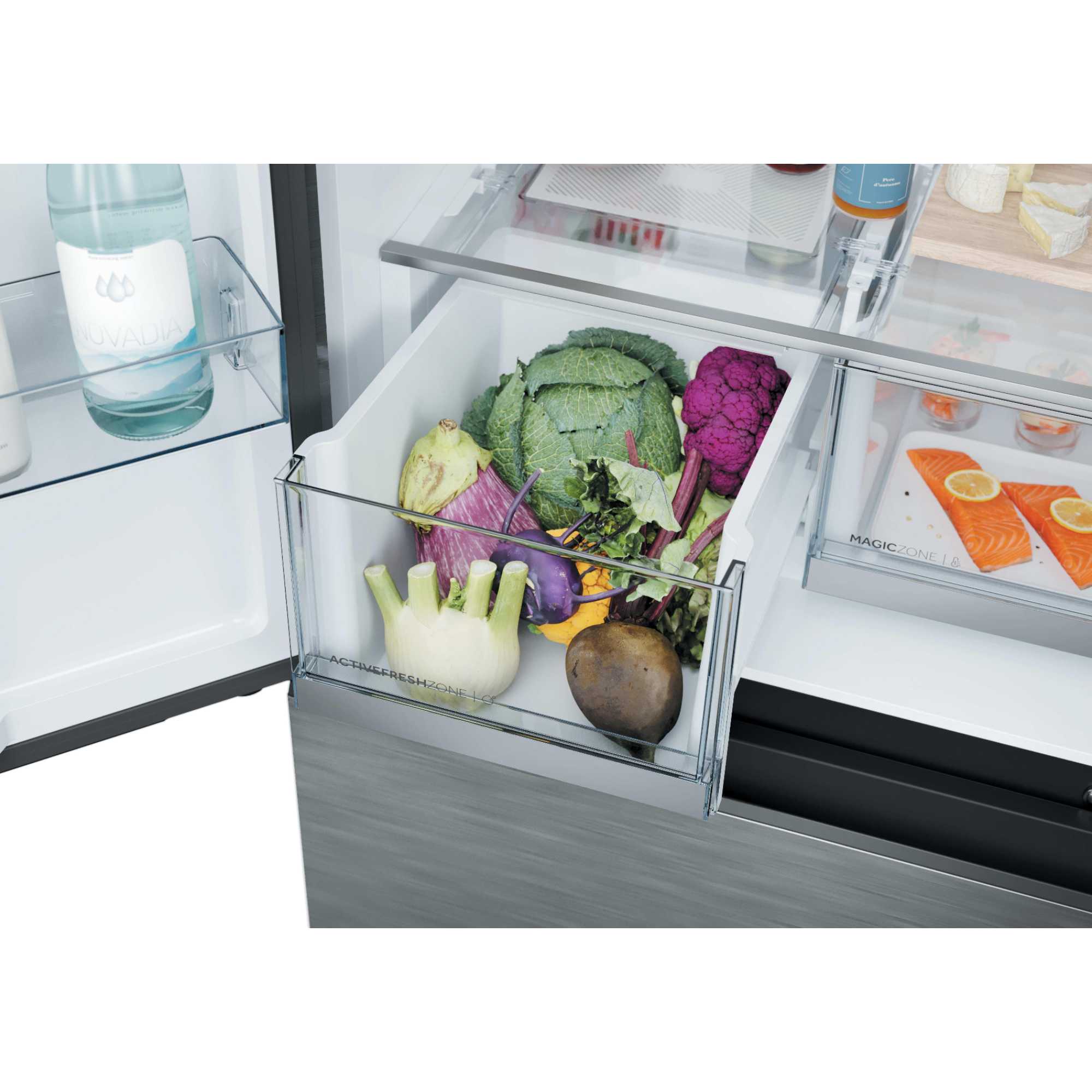Space-Fit American Style Fridge Freezer 60/40 No Frost - Platinum Inox - HFKR5718DNMM