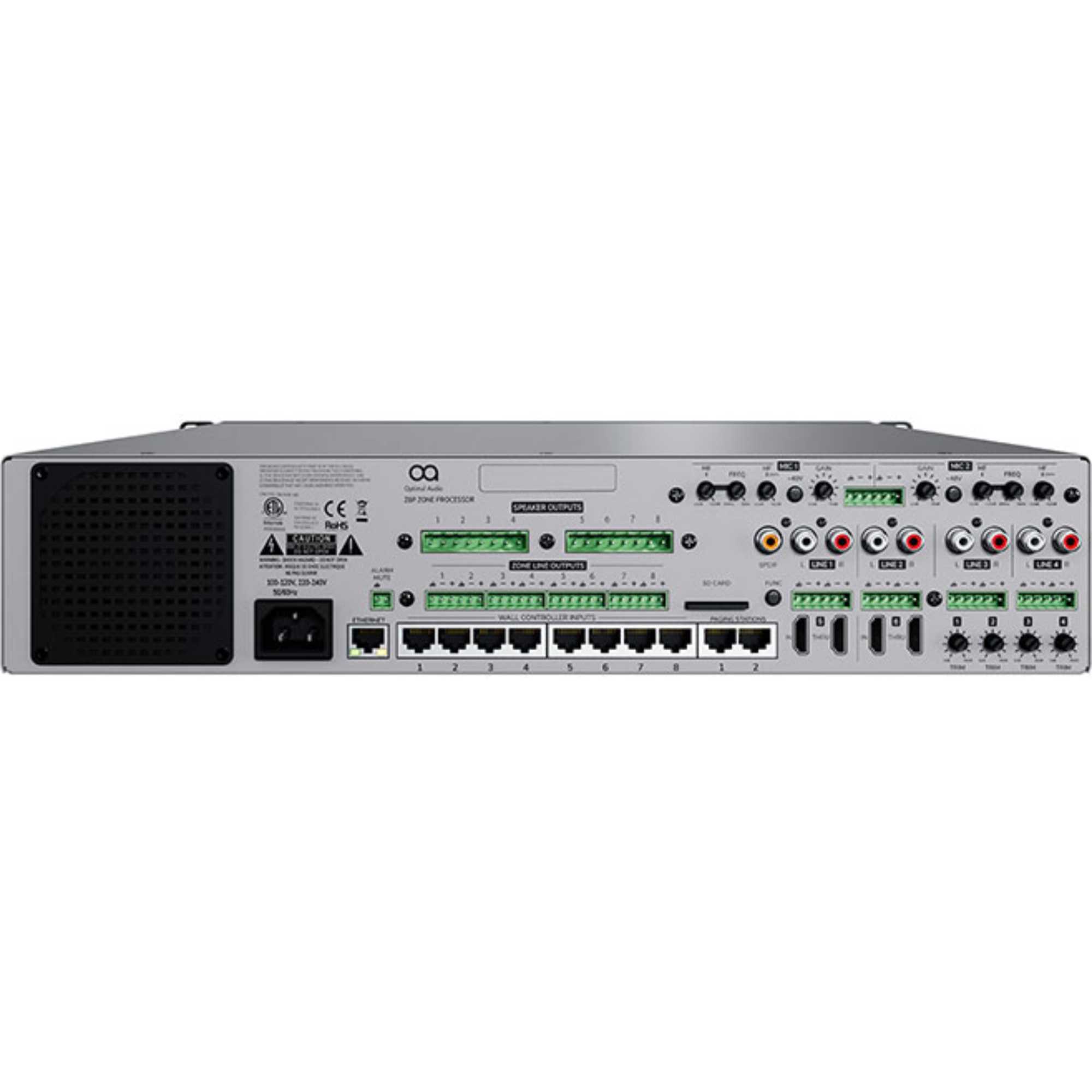 Zone 8P Audio Controller with DSP, Amplification & WebApp - Black