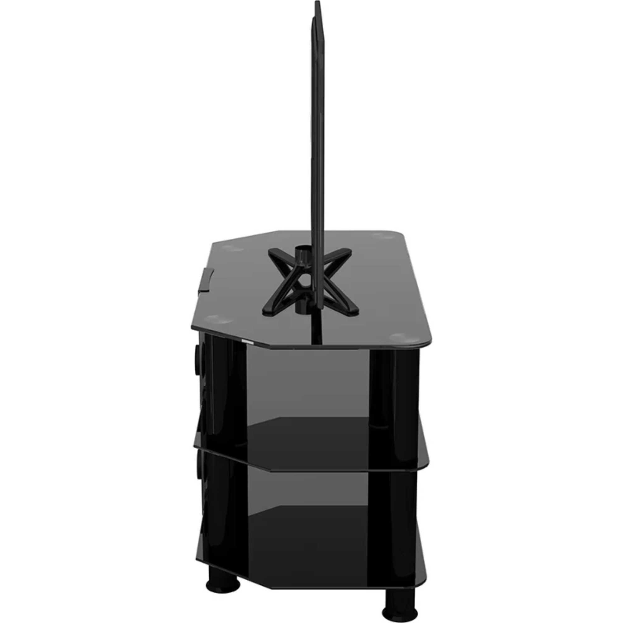 SDC800CMBB 80cm Glass Corner TV Stand - Black