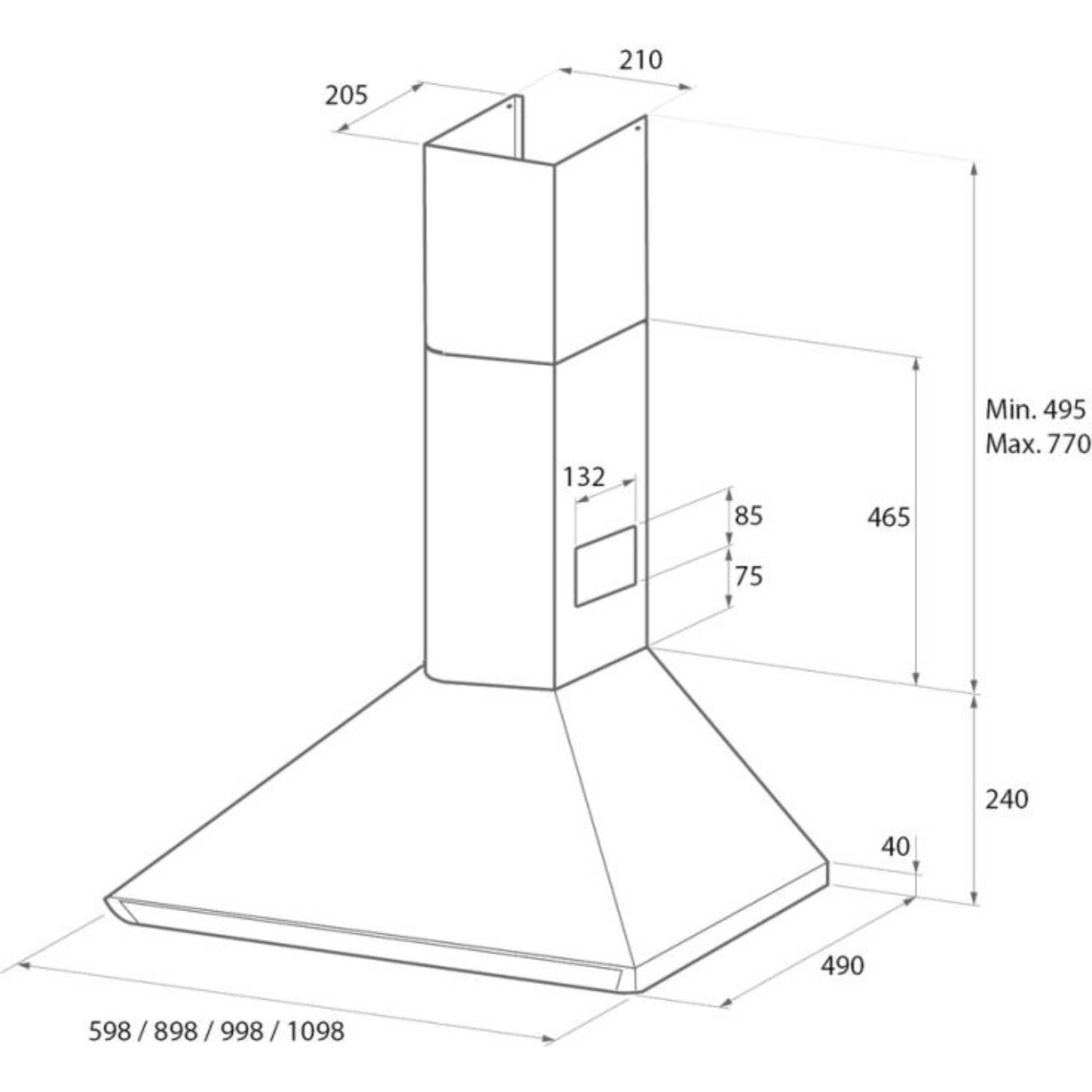 LEIHDC90SC 900mm Chimney Cooker Hood - Stainless Steel