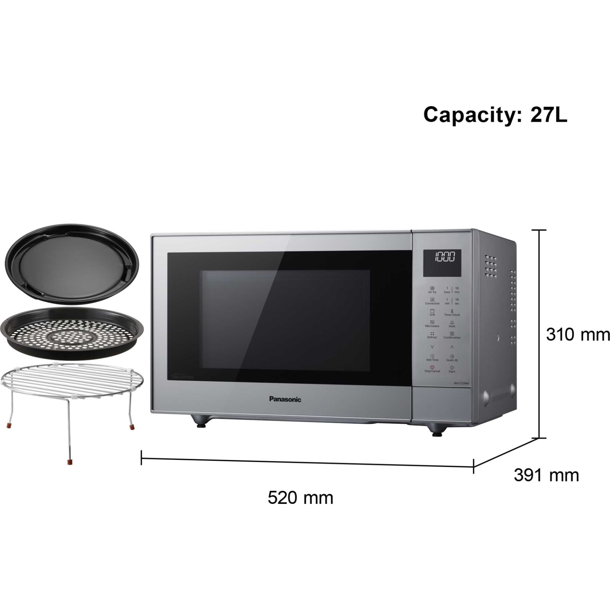 27L Slim Inverter Microwave with Grill, Oven & Air Fry CT57RM - Silver