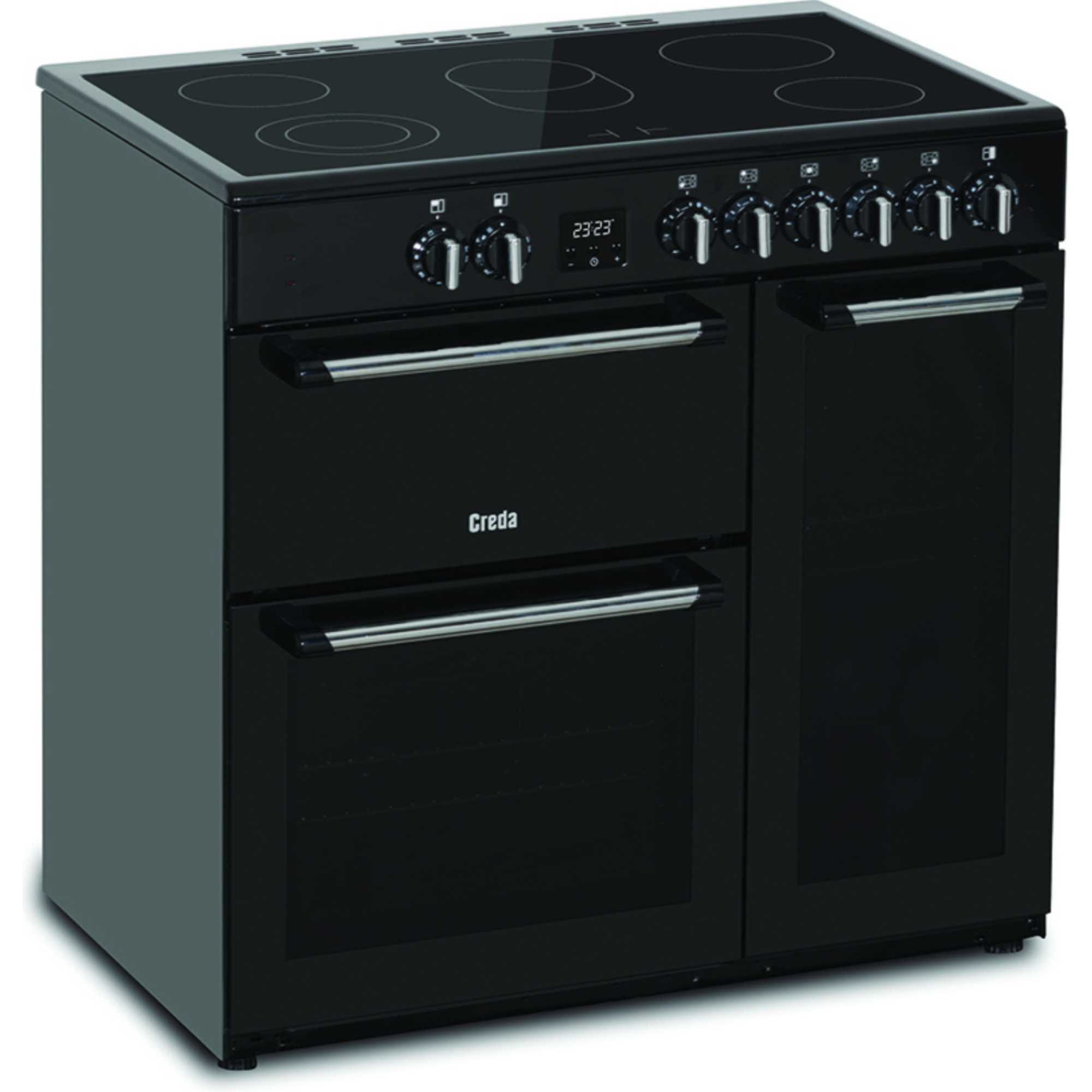 C90RCC 90cm Electric Range Cooker with 5 Ceramic Hobs - Black
