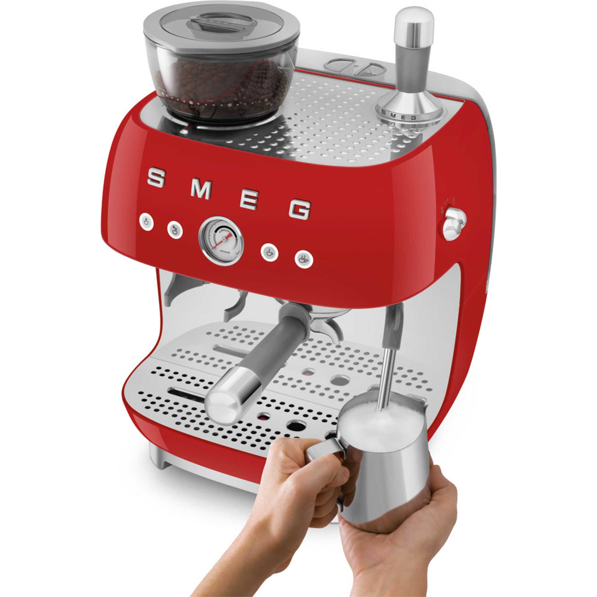 EGF03RDUK 50's Style Espresso Coffee Machine with Grinder - Red