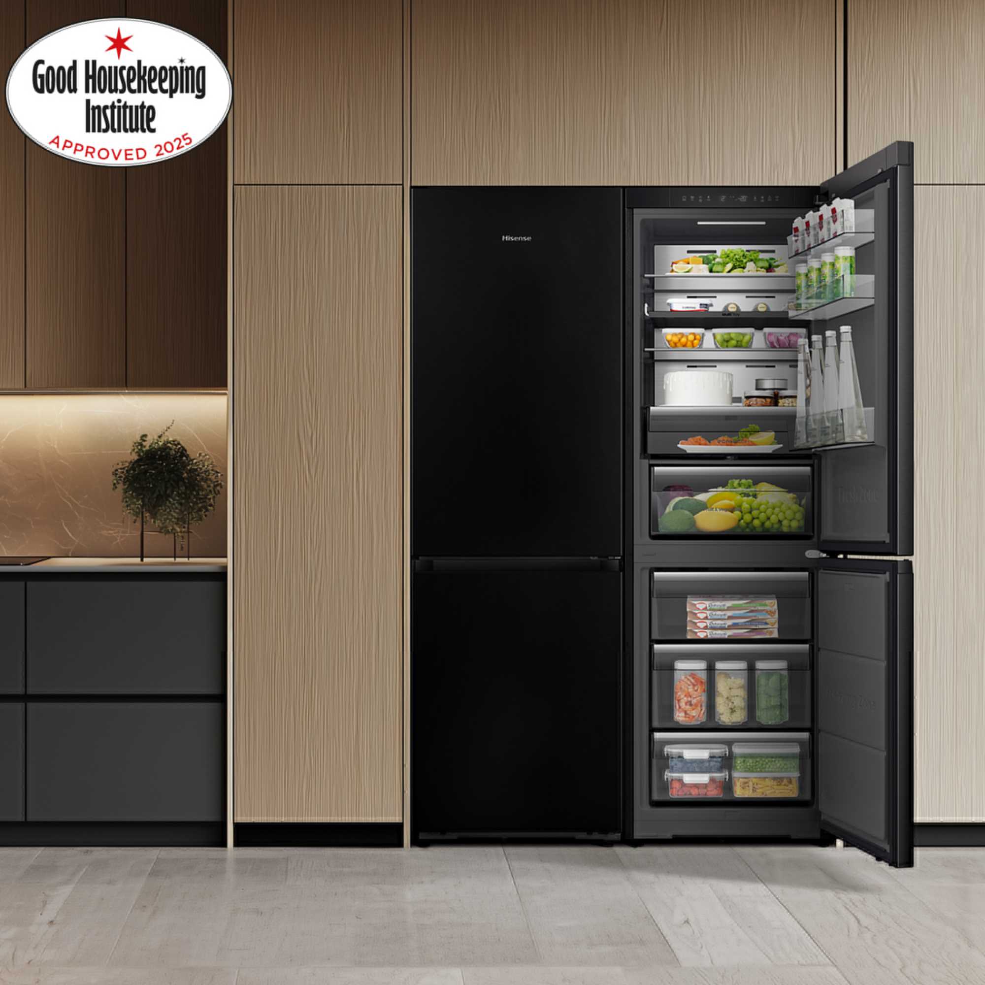 RB5K330GSFC KitchenFit Eclipse 330l Total No Frost Fridge Freezer - Black
