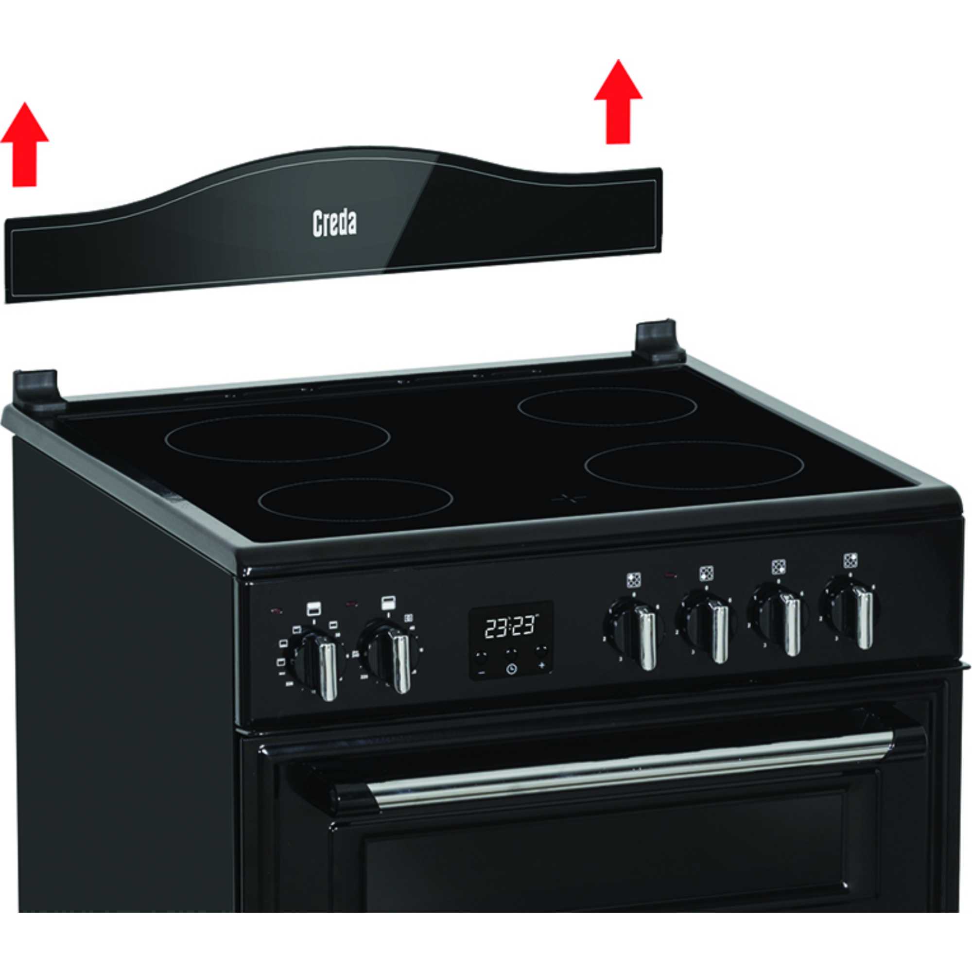 C60CMRBL 600mm Double Oven with Ceramic Hobs - Black