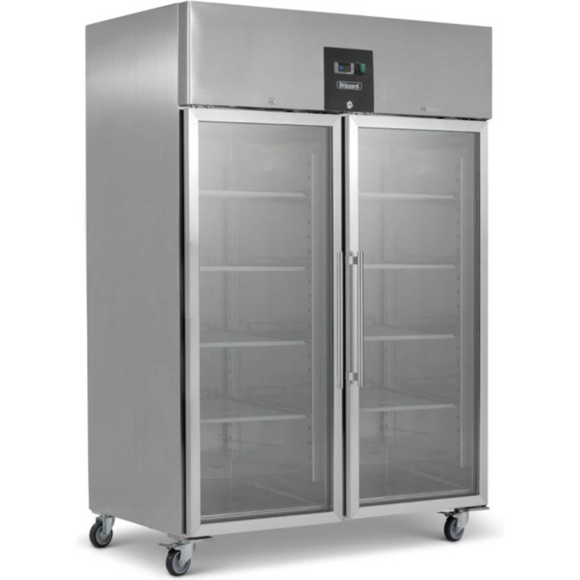 BF2SSCR Upright Double Hinged Glass Door 1300L Gastronorm Freezer - Stainless Steel