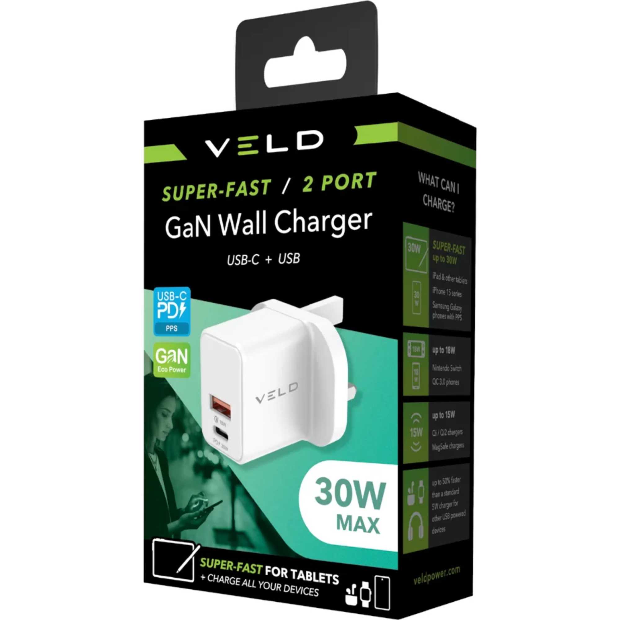 VH30DW 30W Super-Fast 2 Port GaN Wall Charger