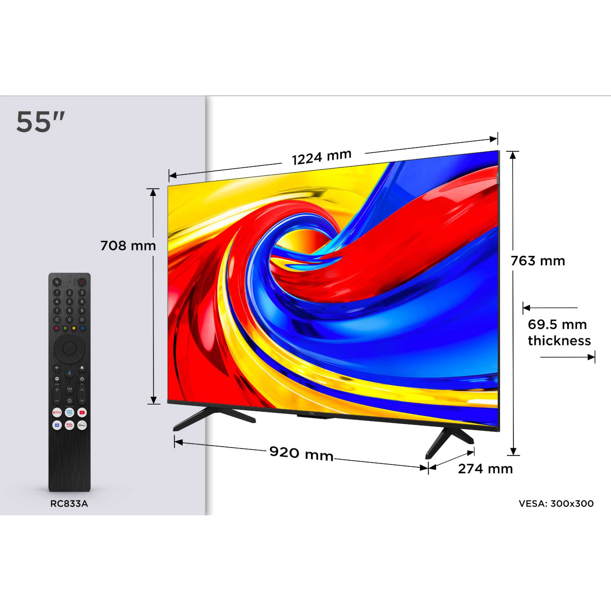 P7L 55" 4K Smart QLED Google AI TV - 55P7L-UK