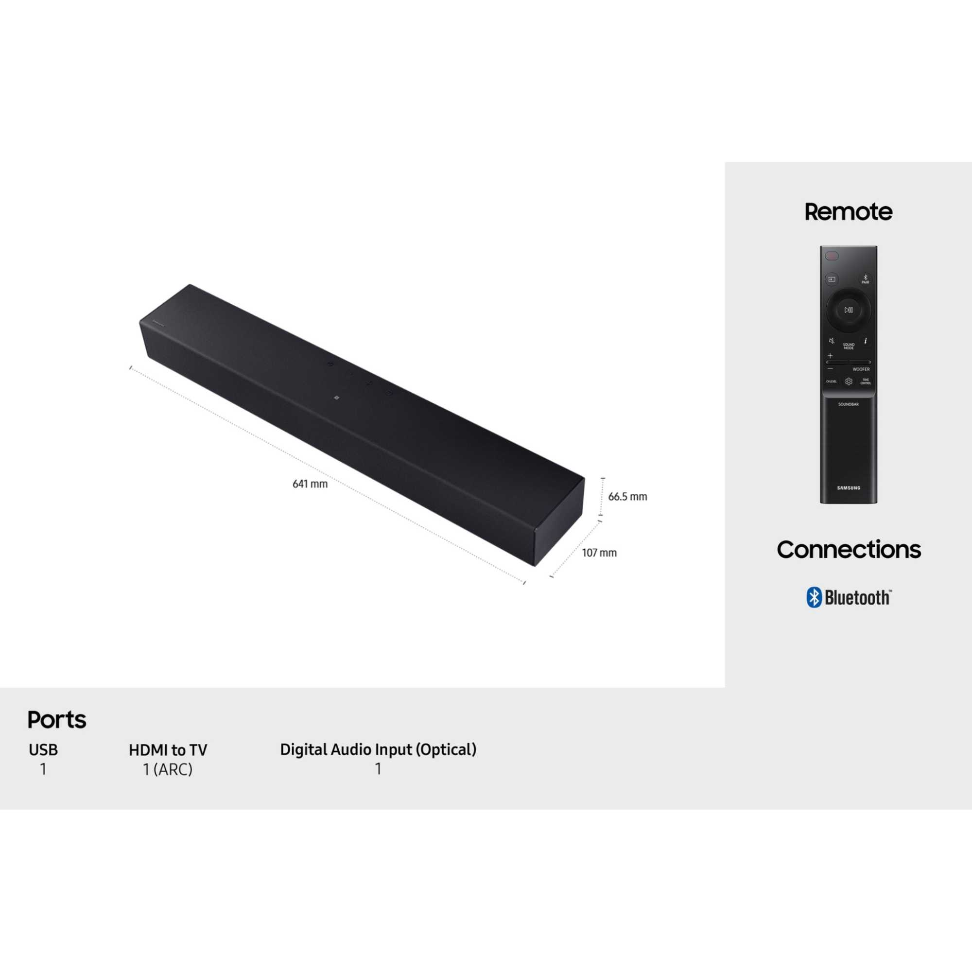 HW-B400F B-Series 2.0ch Soundbar with Built-In Subwoofer - Black