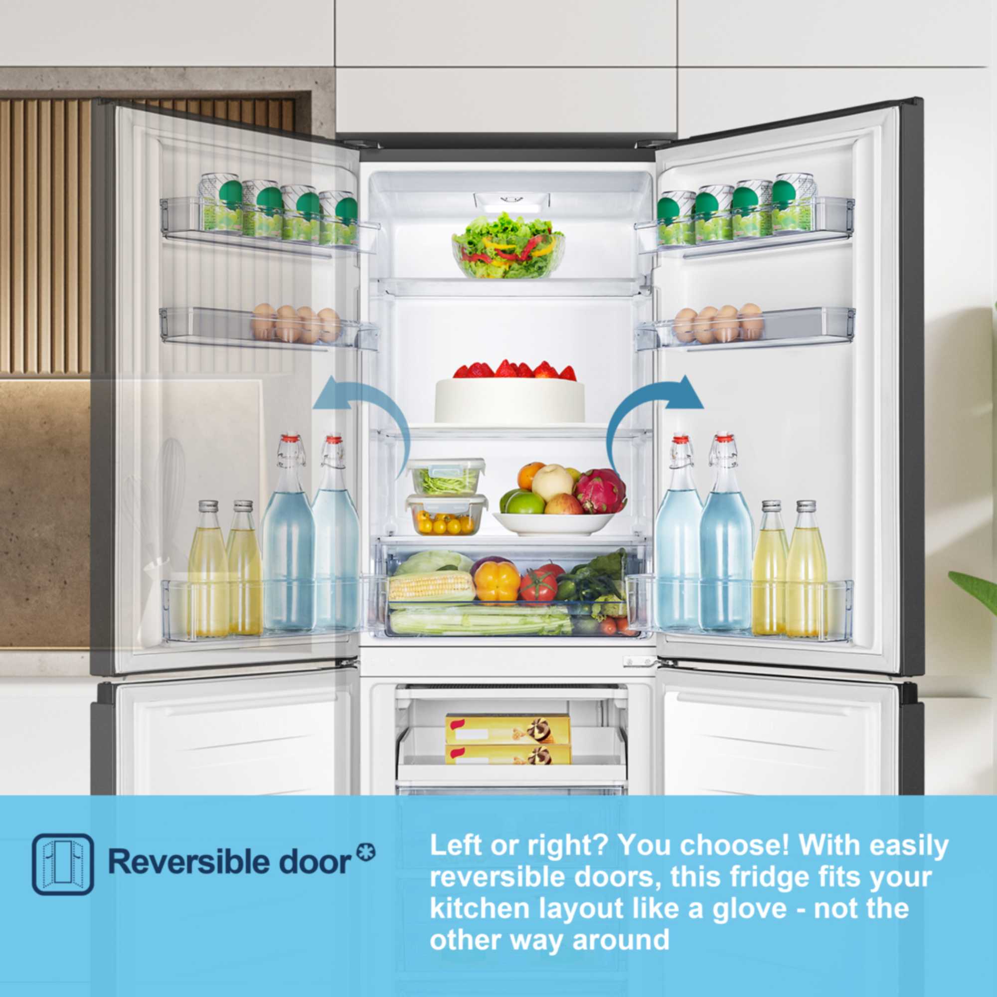 MC55240EB 252l Fridge Freezer - Black