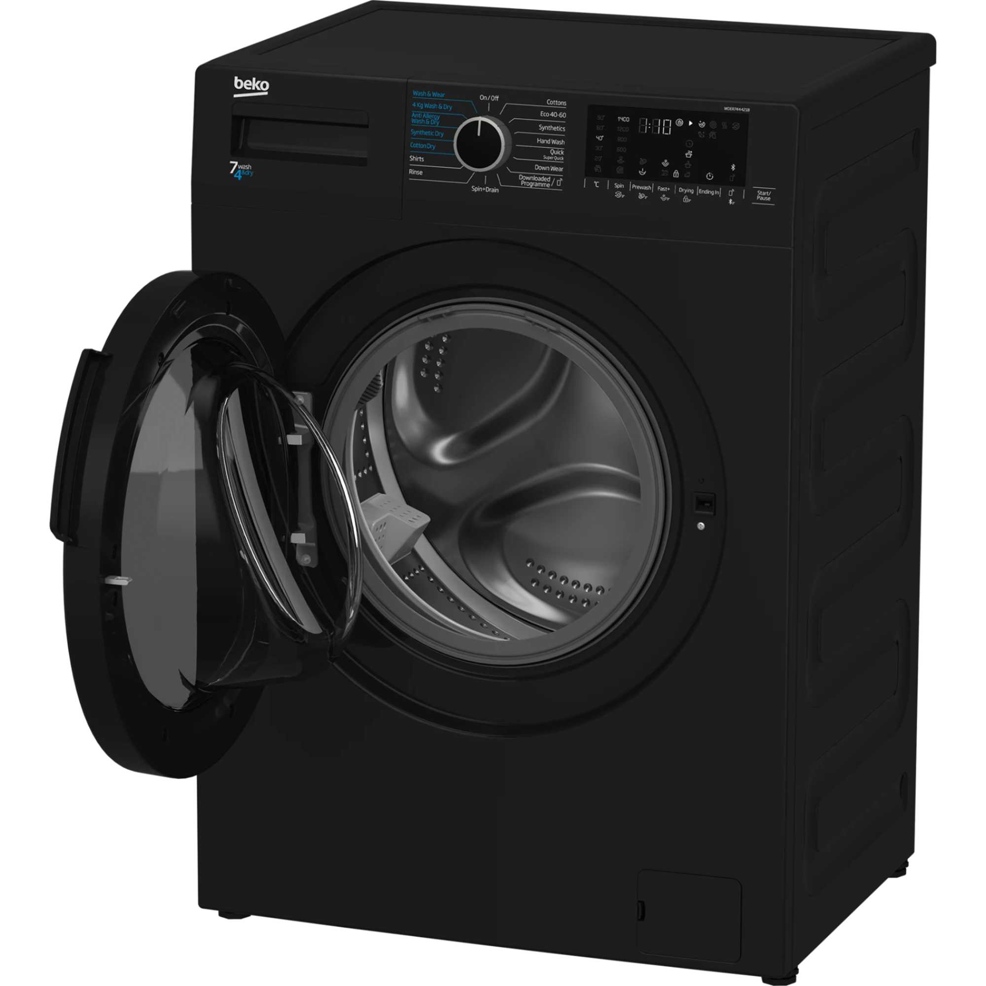 WDER744421B 1400rpm 7kg / 4kg Washer Dryer with SteamCure - Black