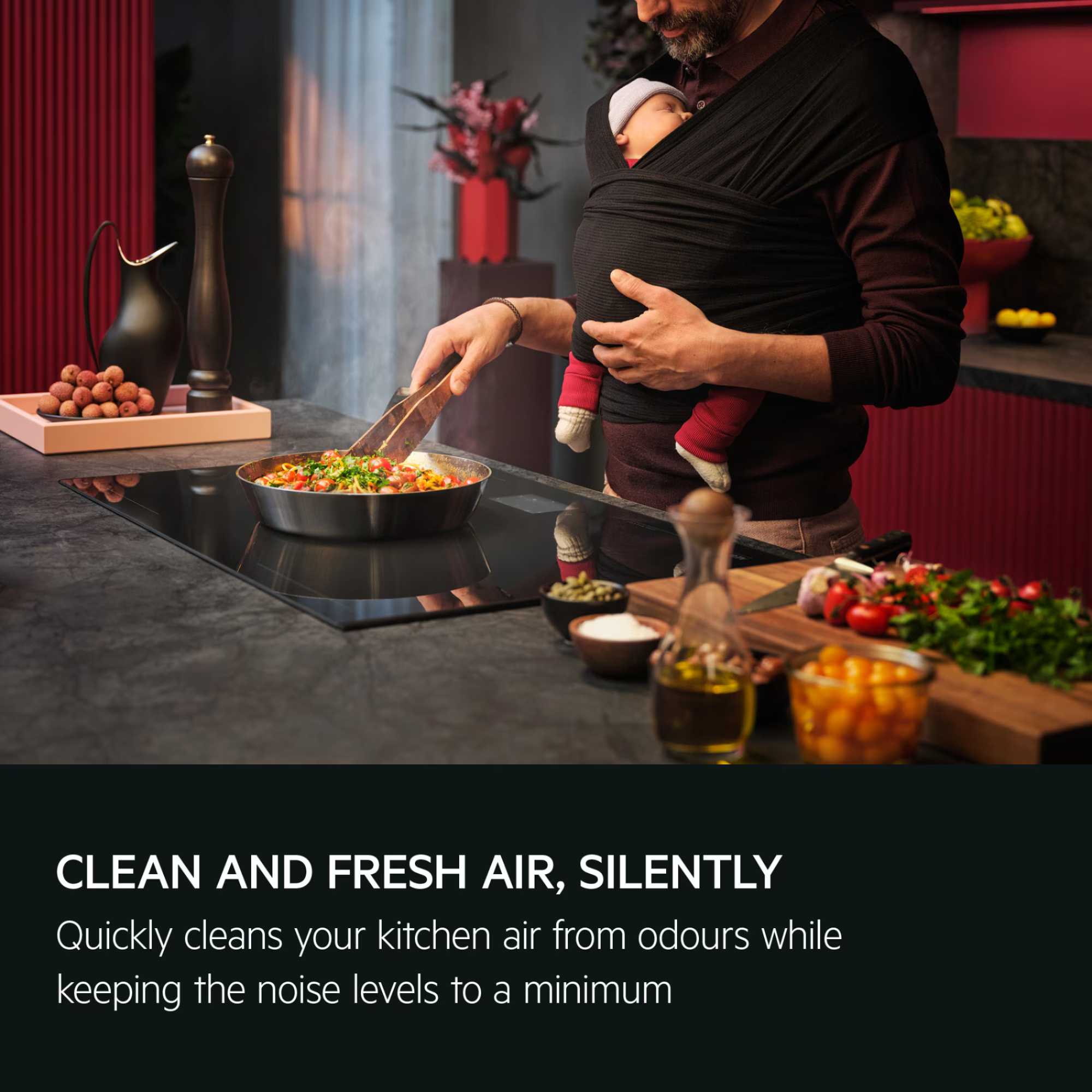 GB87D91CB 8000 90cm AuroraTech Chimney Hood with 3 Speed Settings - Black