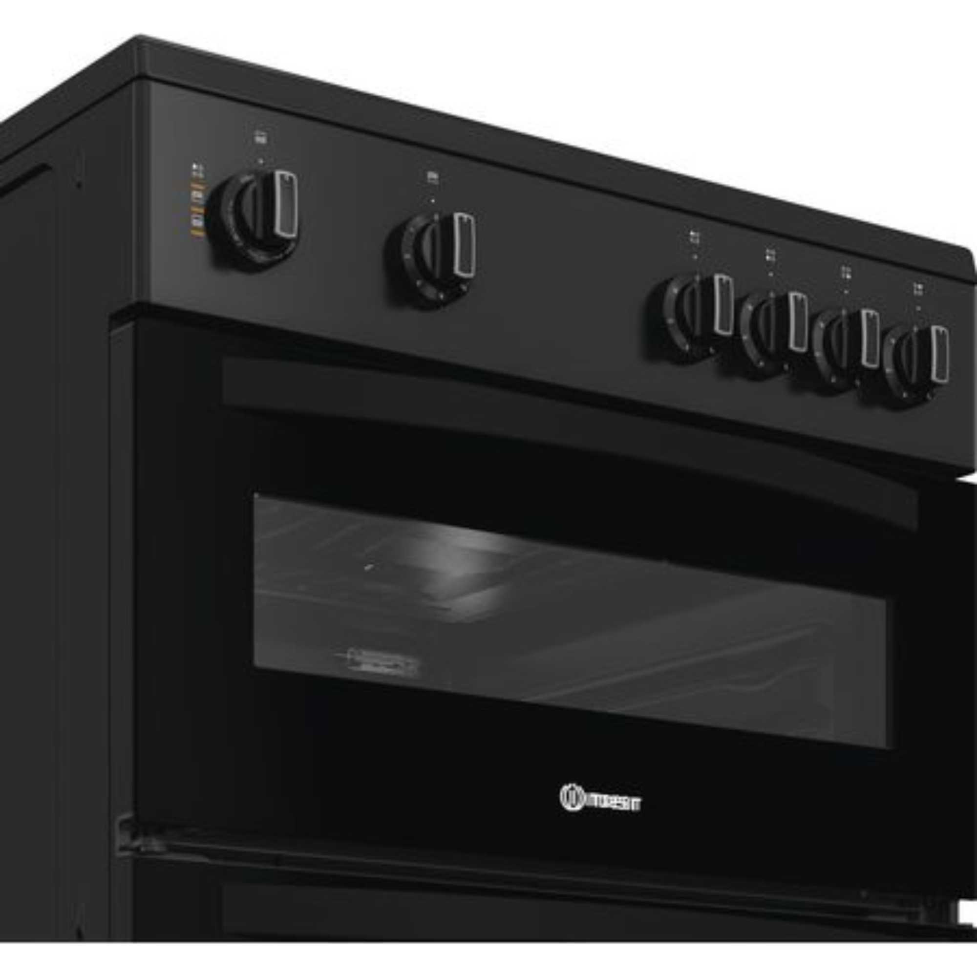 ITE6VMB 60cm Twin Cavity Electric Cooker with 4 Zone Ceramic Hob - Black