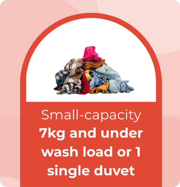 Small-capacity washing machines, 7kg and under wash load or 1 single duvet,