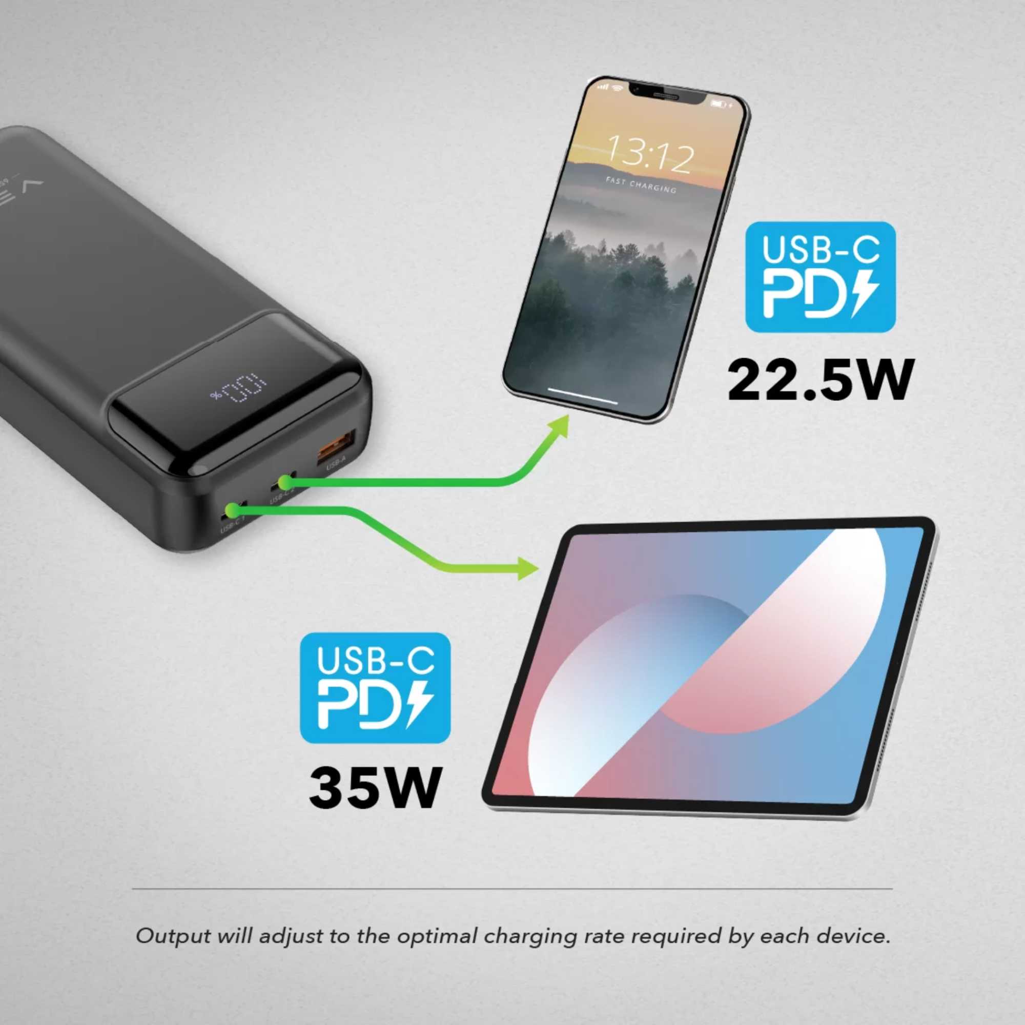 VPB2065B 20,000 mAh 65W Power Bank - Black