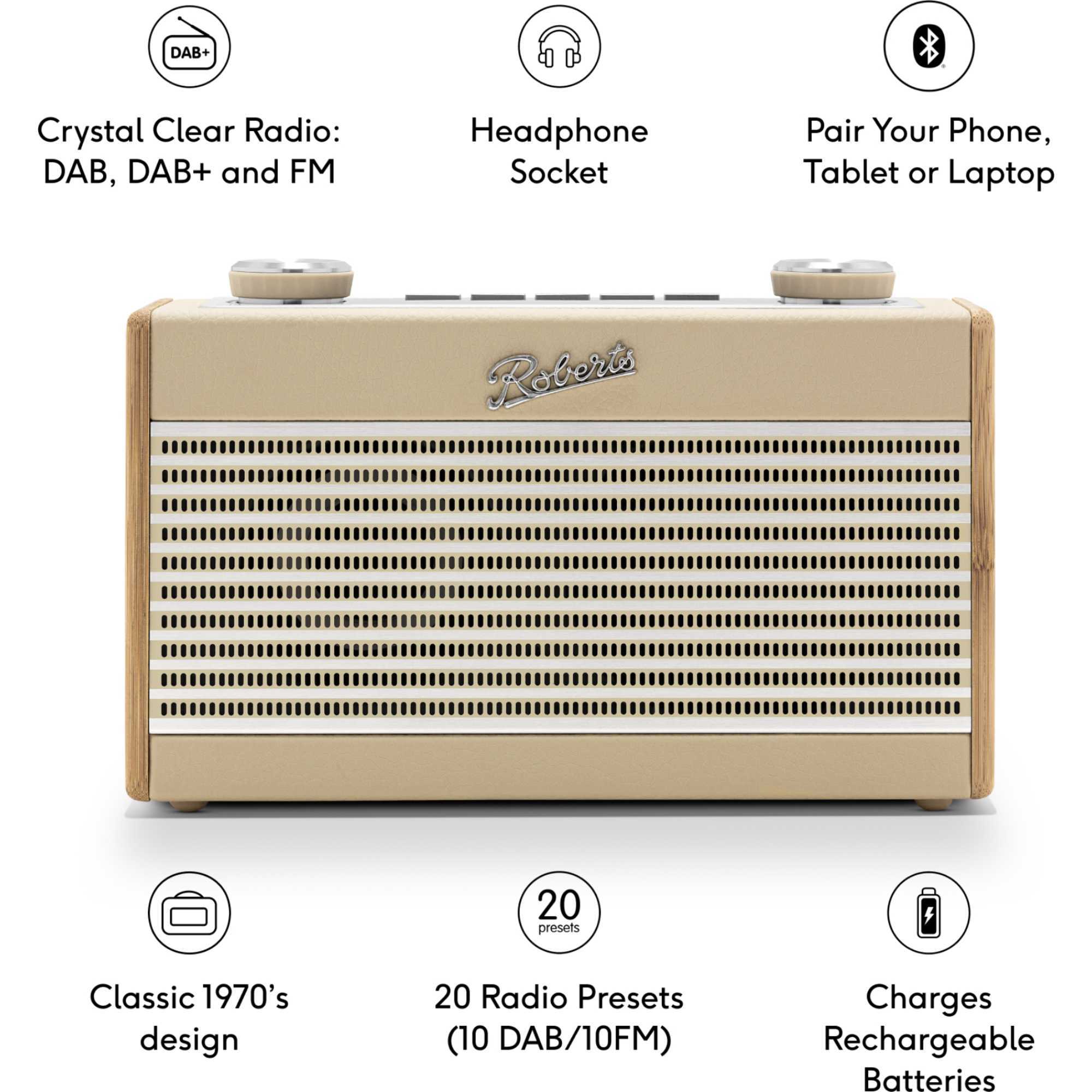 Rambler UNO DAB/DAB+/FM RDS Radio with Bluetooth - Pastel Cream