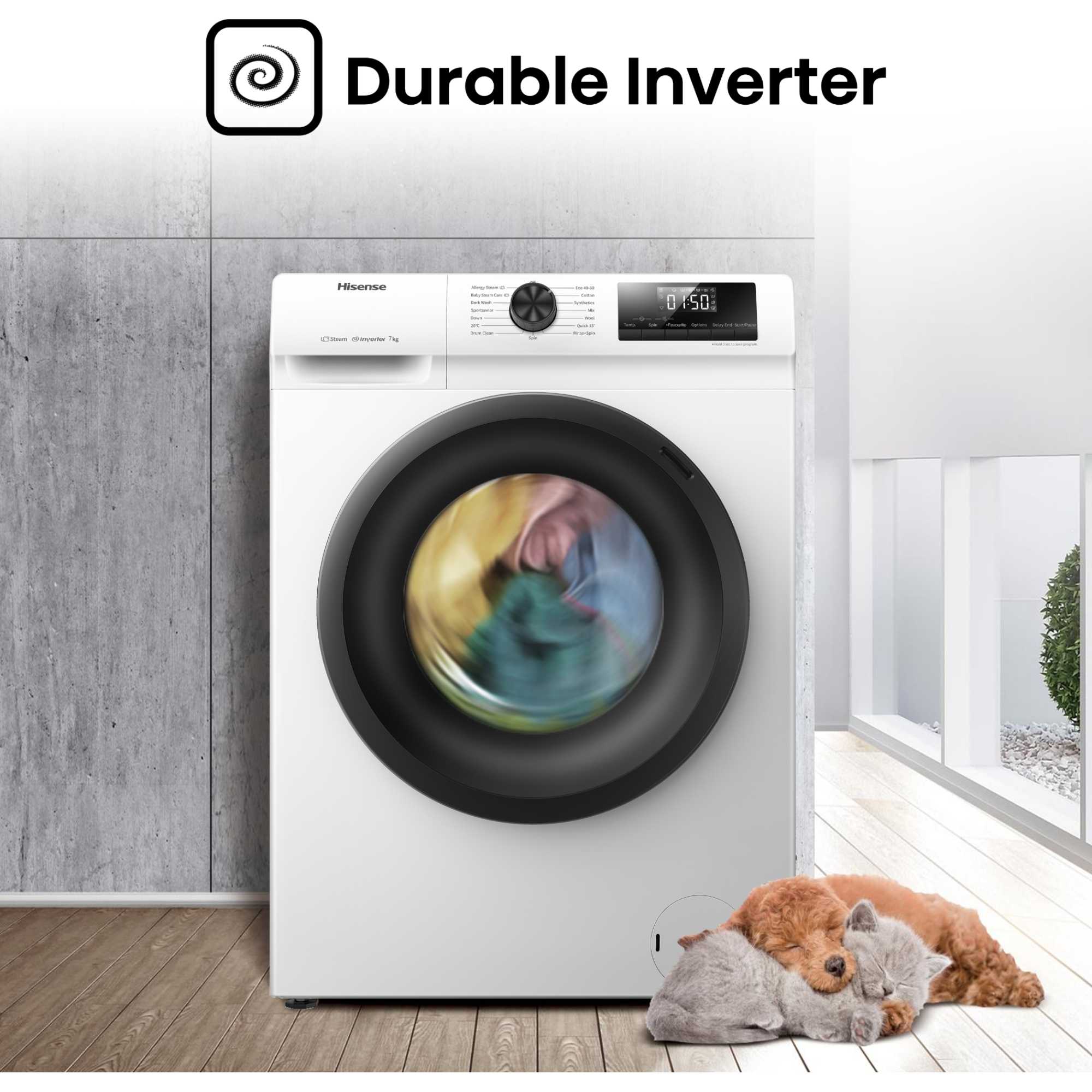 WFQP7012EVM 7kg Load 1200rpm Steam Washing Machine