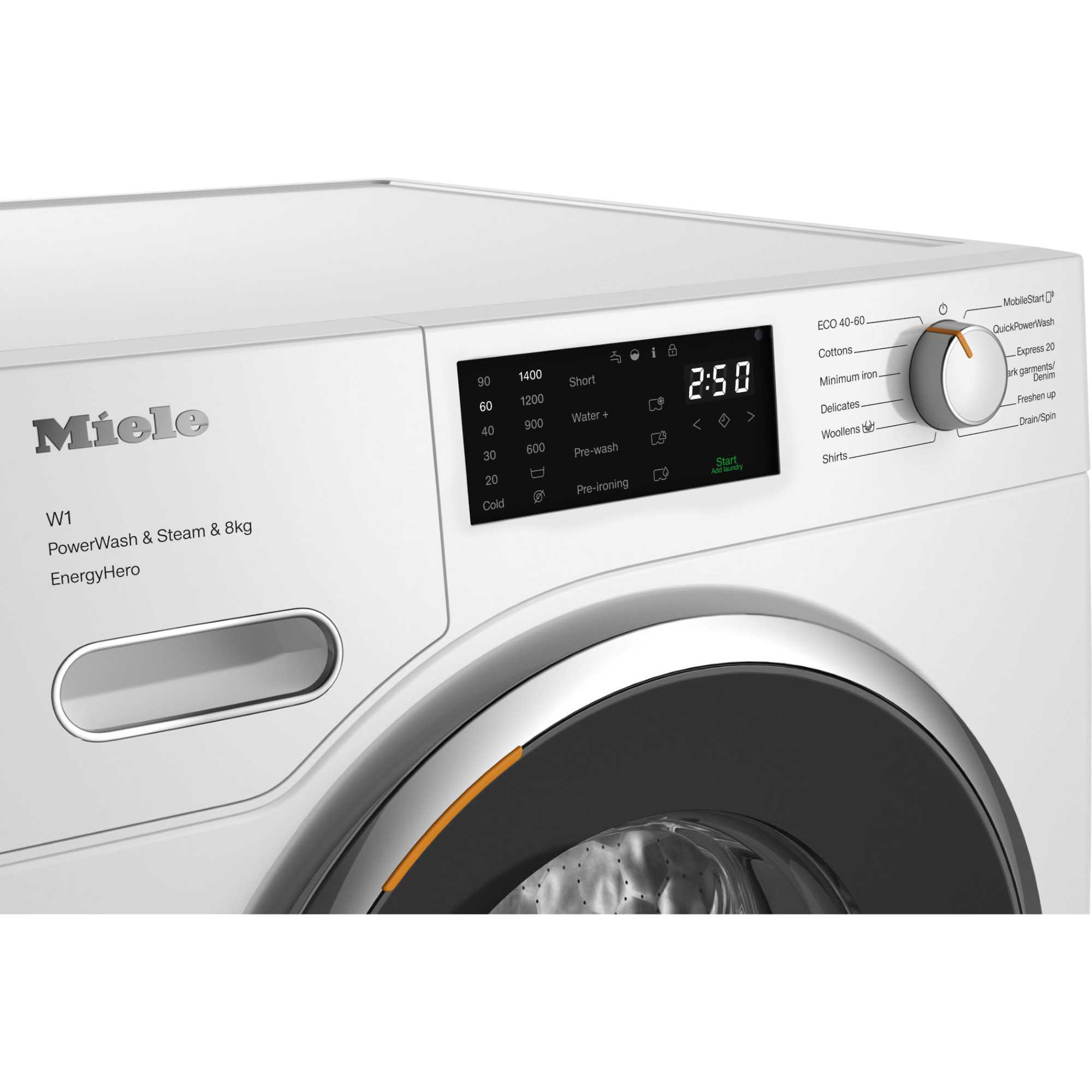 W1 Pwash&Steam 8kg 1400rpm Washing Machine - WWE380 WCS