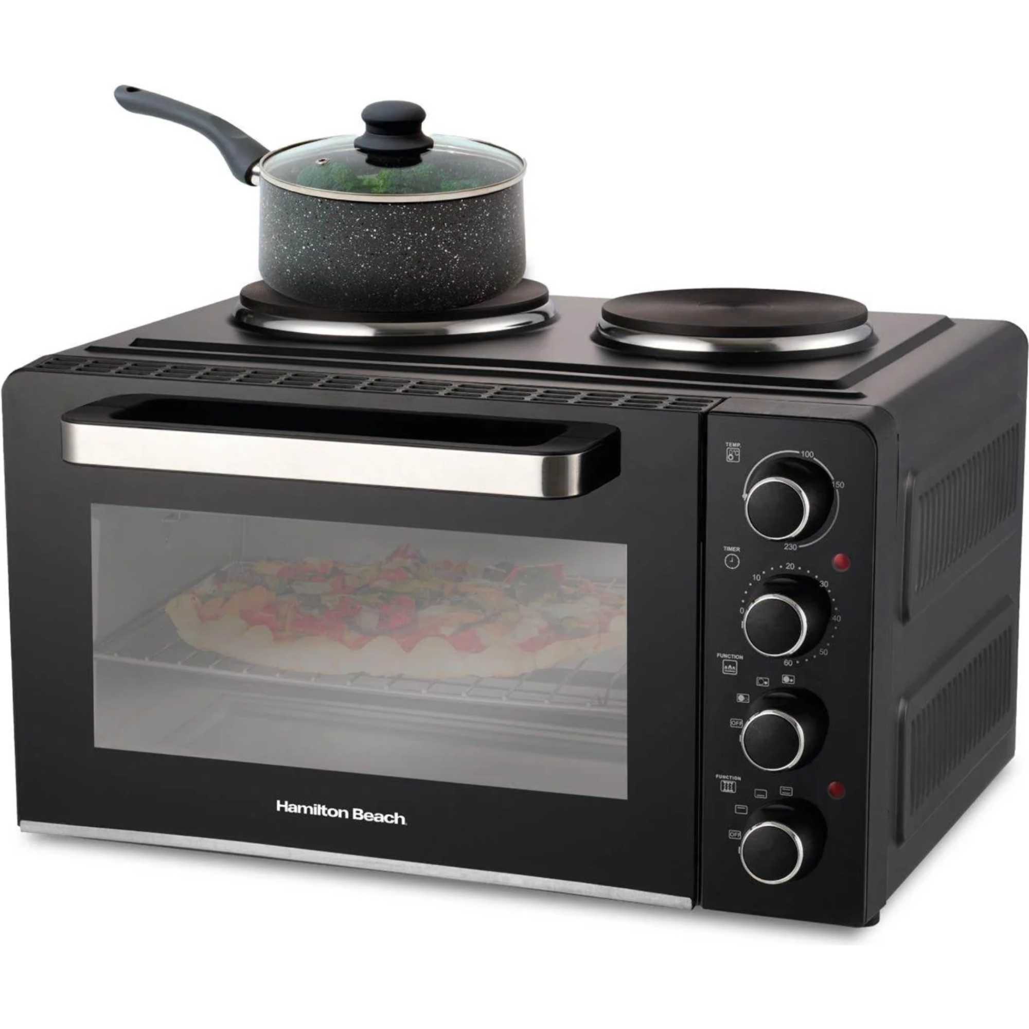 HB28HDB 28l Mini Oven with Double Hotplate - Black
