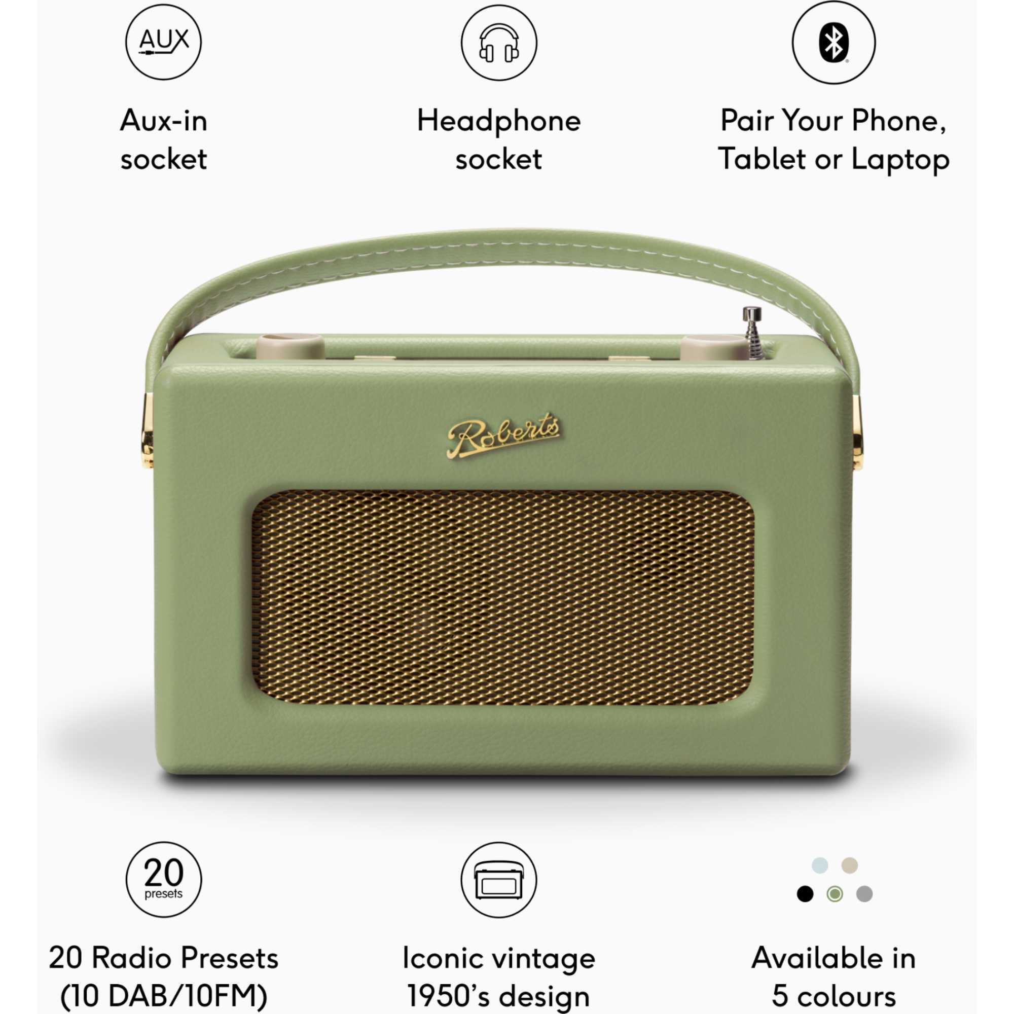 RD70L 1950s Style Clock Radio - Leaf