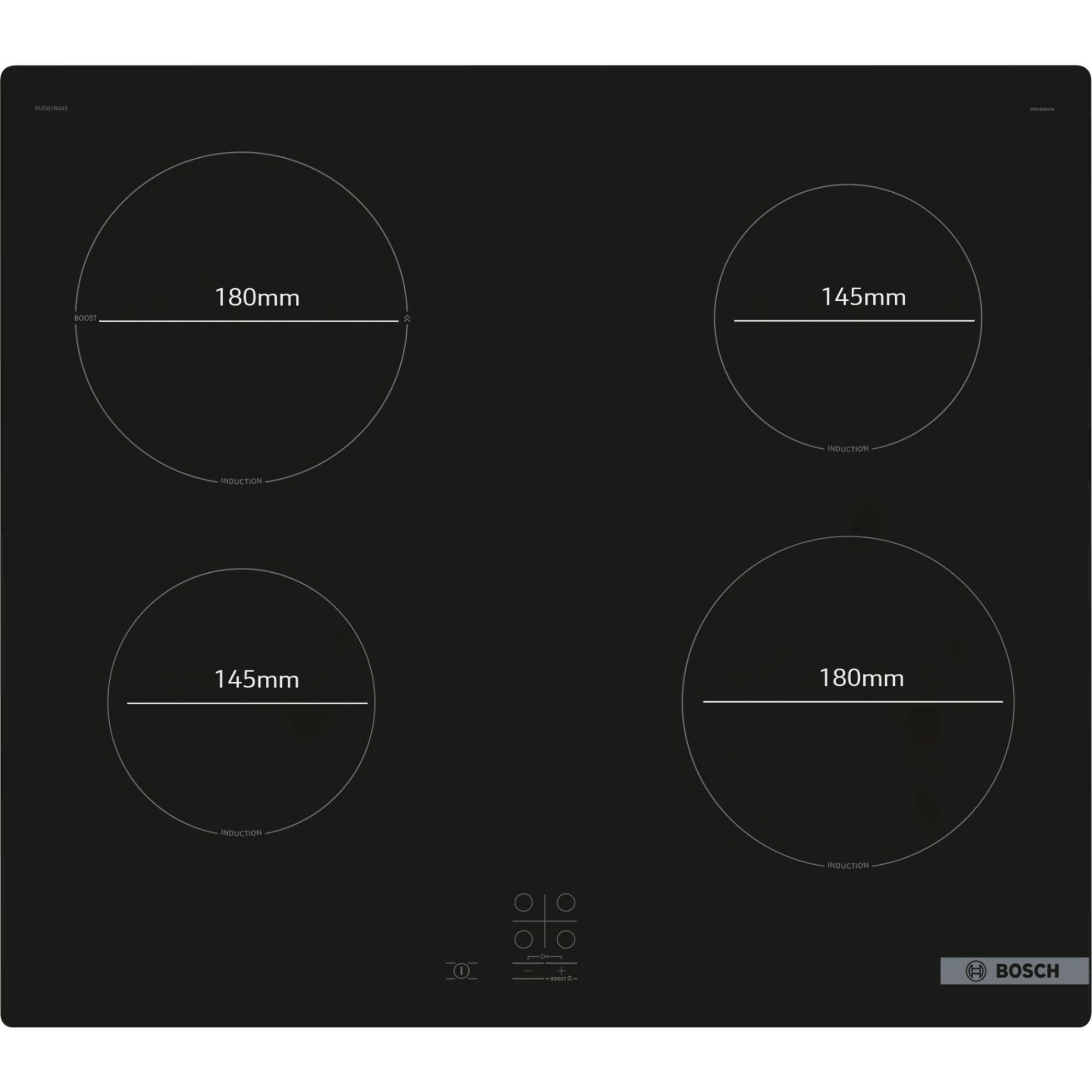 PUG61RAA5B Series 2 60cm 4 Zone Induction Hob with Plug - Black