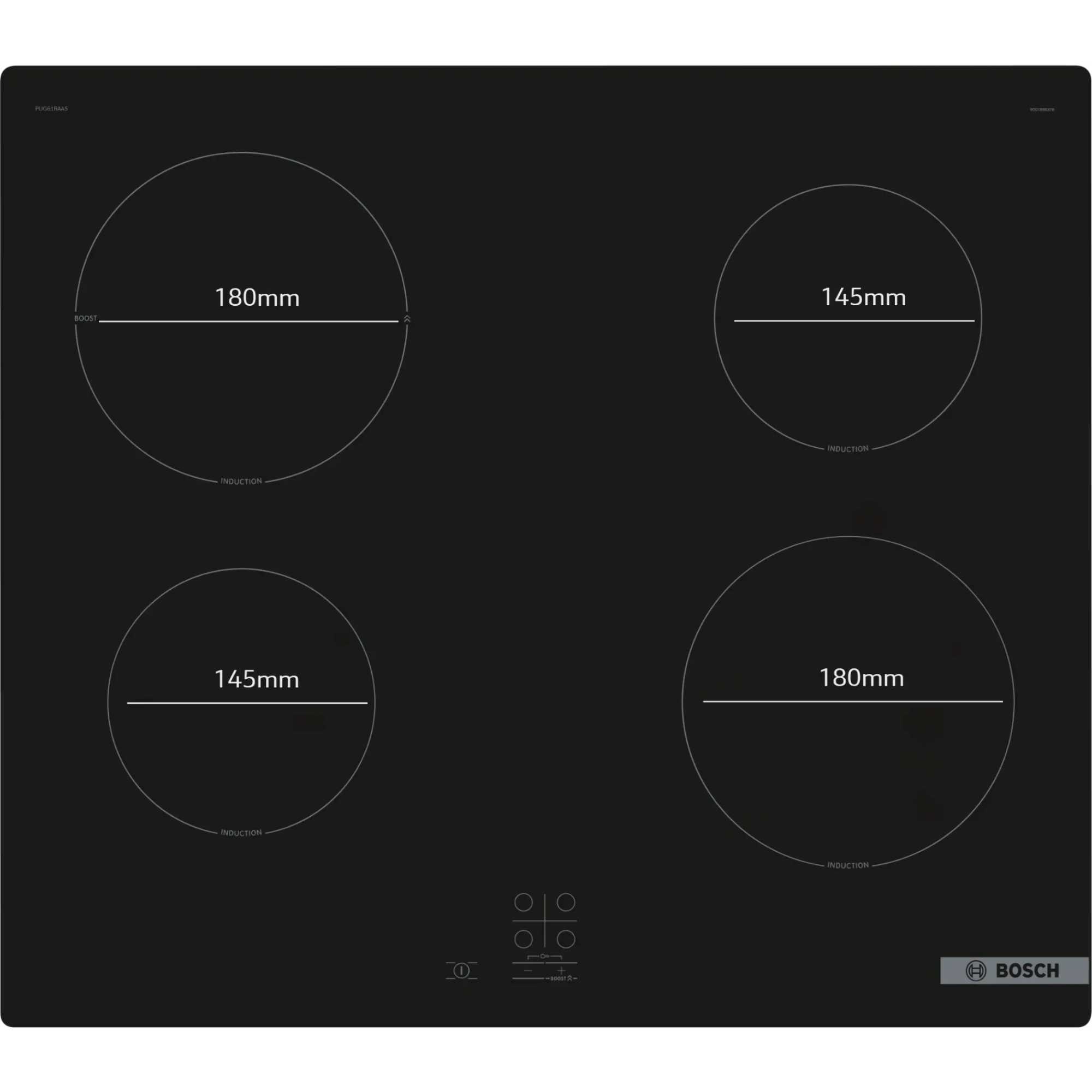 PUG61RAA5B Series 2 60cm 4 Zone Induction Hob with Plug - Black