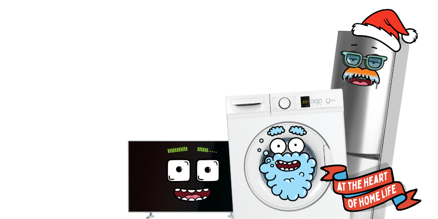 A TV, washing machine and fridge freezer.