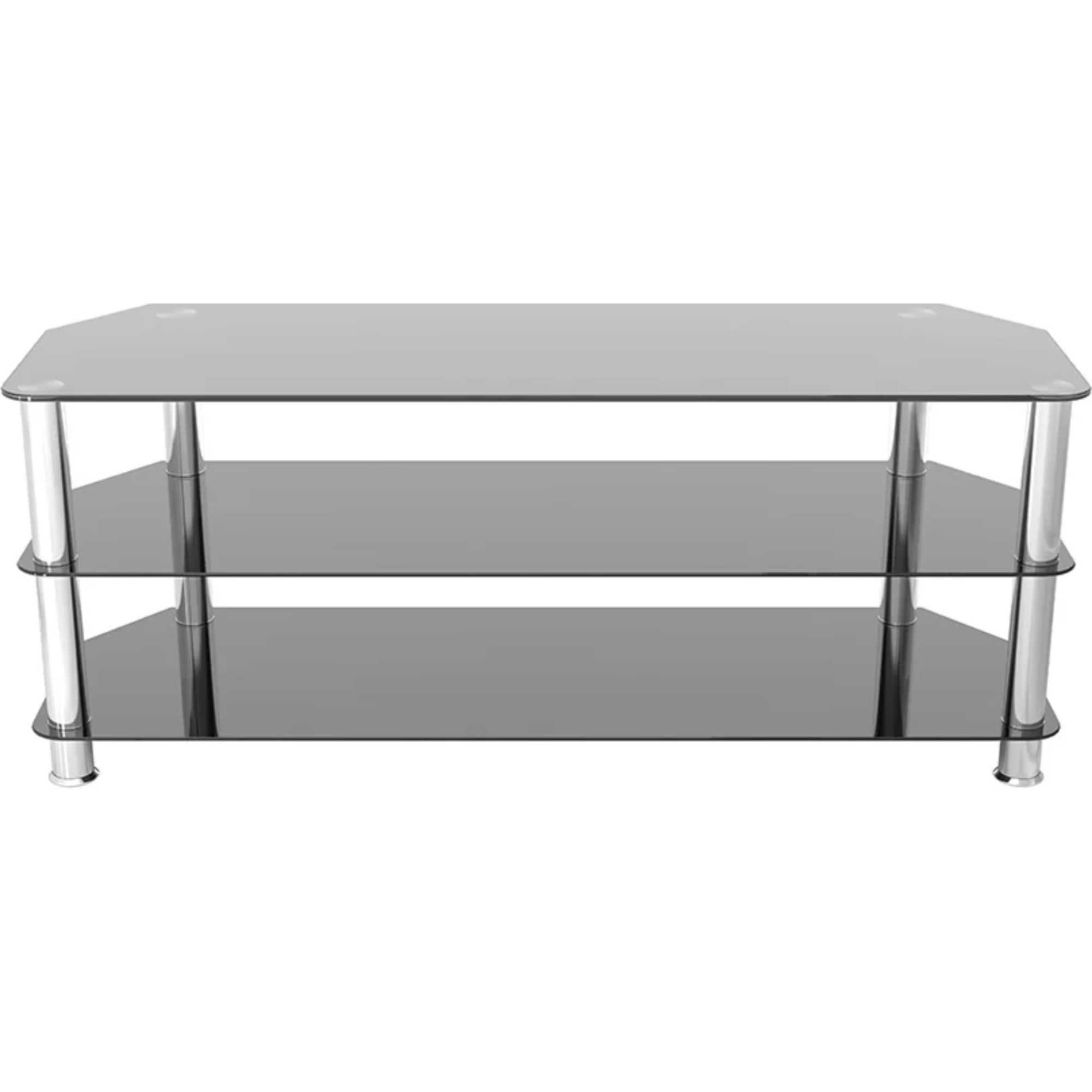 SDC1250 125cm Glass Corner TV Stand - Black & Chrome
