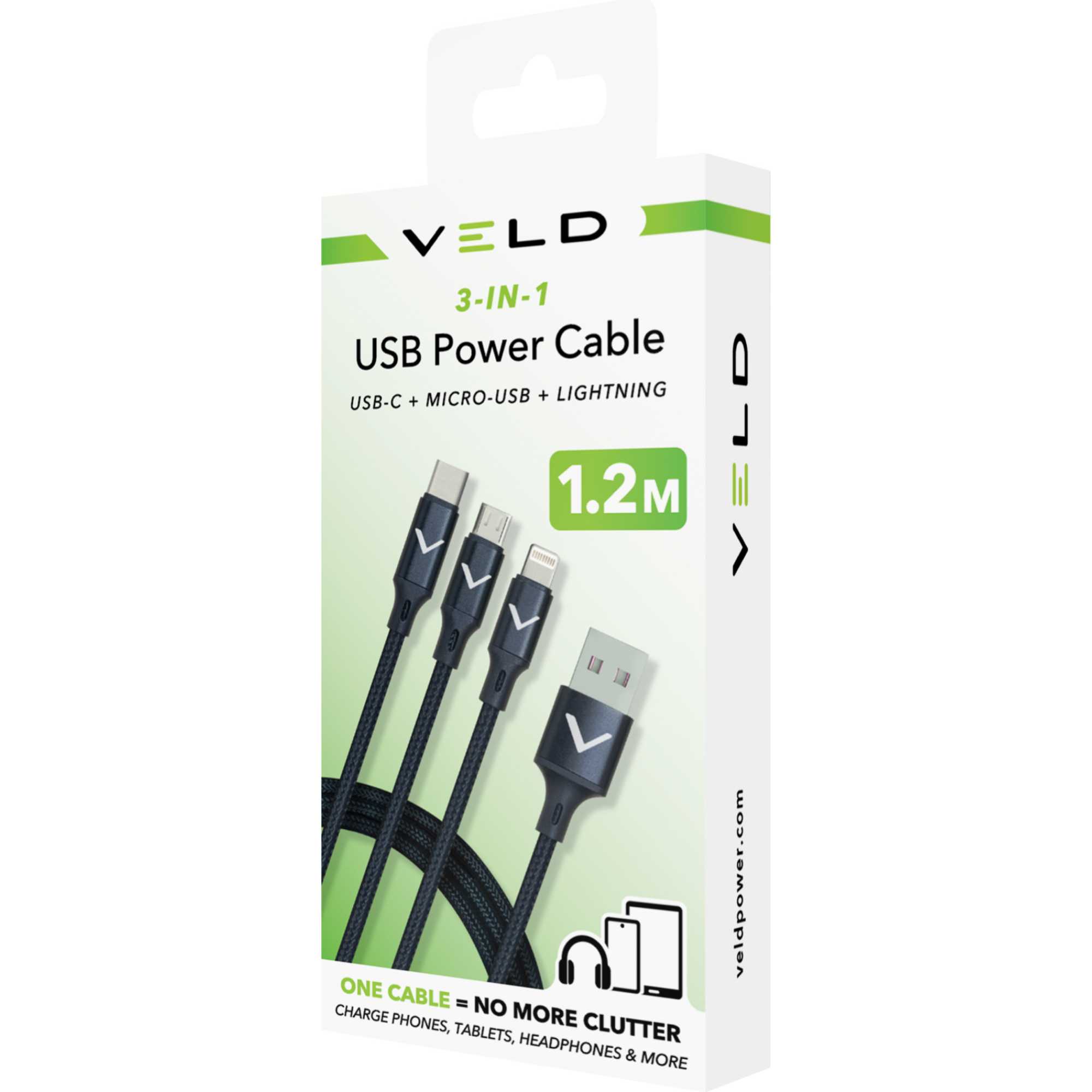 VACLM100B12 3-in-1 1.2m USB Power Cable