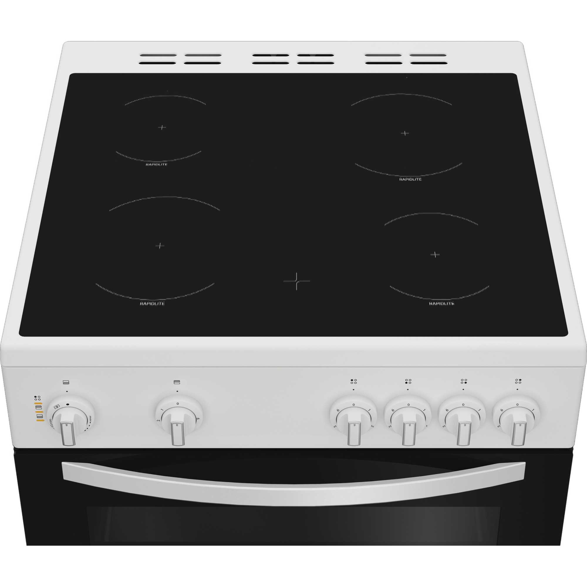 ITE6VMW 60cm Twin Cavity Electric Cooker with 4 Zone Ceramic Hob - White