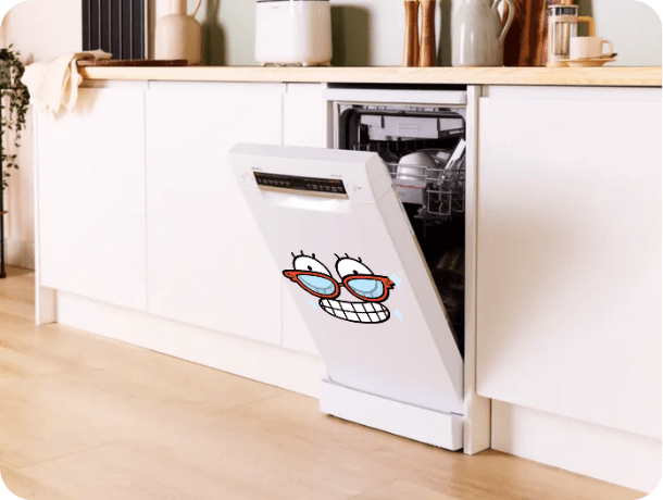 A slimline dishwasher.