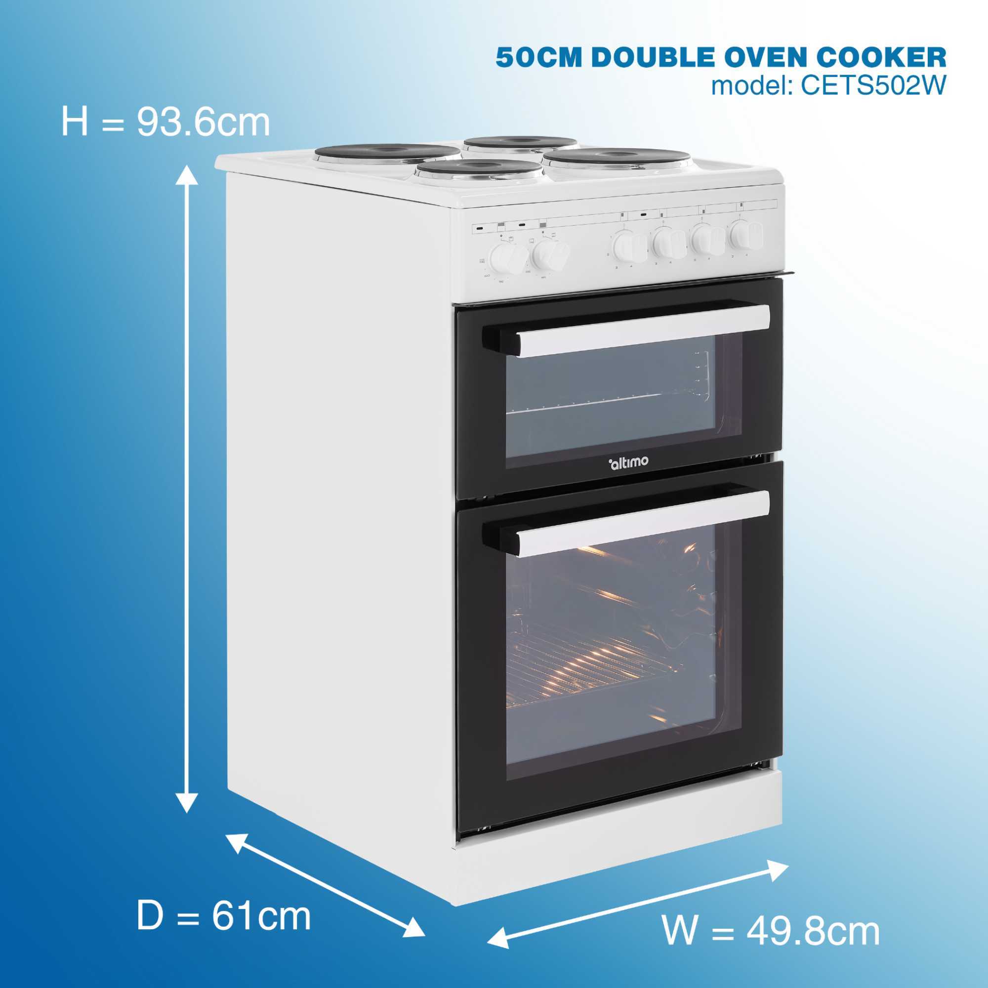 CETS502W 500mm Twin Cavity Freestanding Cooker